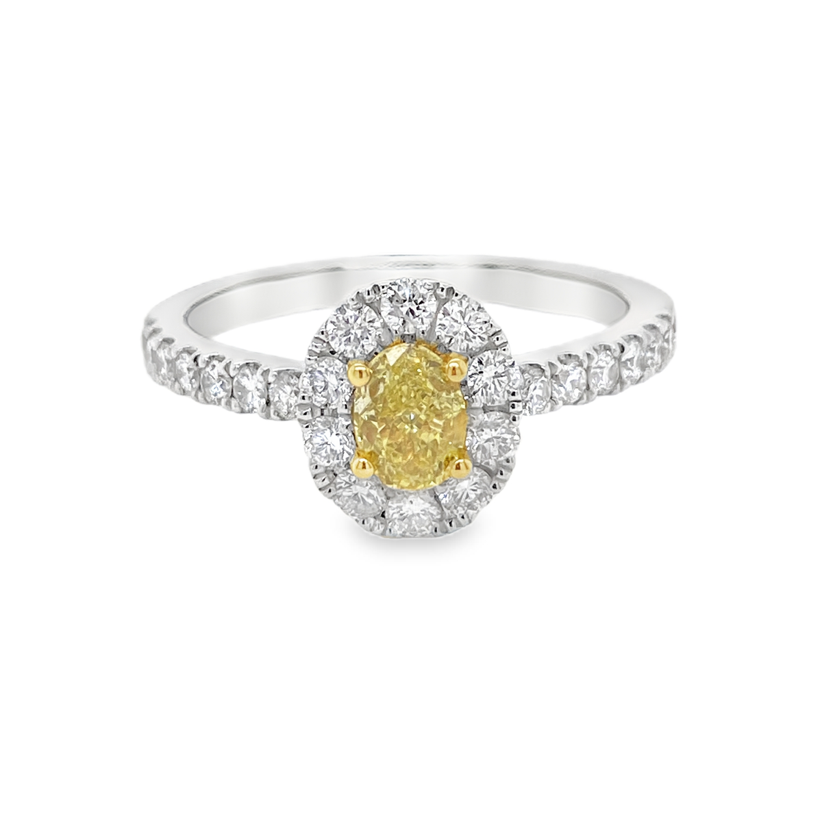 Fancy Intense Yellow Oval Diamond Ring