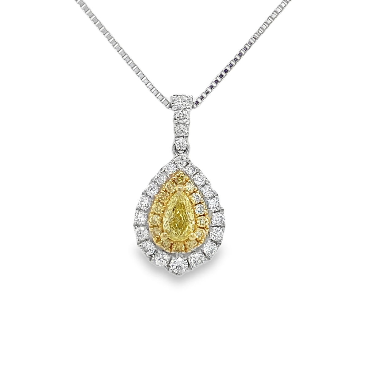 Fancy Intense Yellow Pear Diamond Pendant