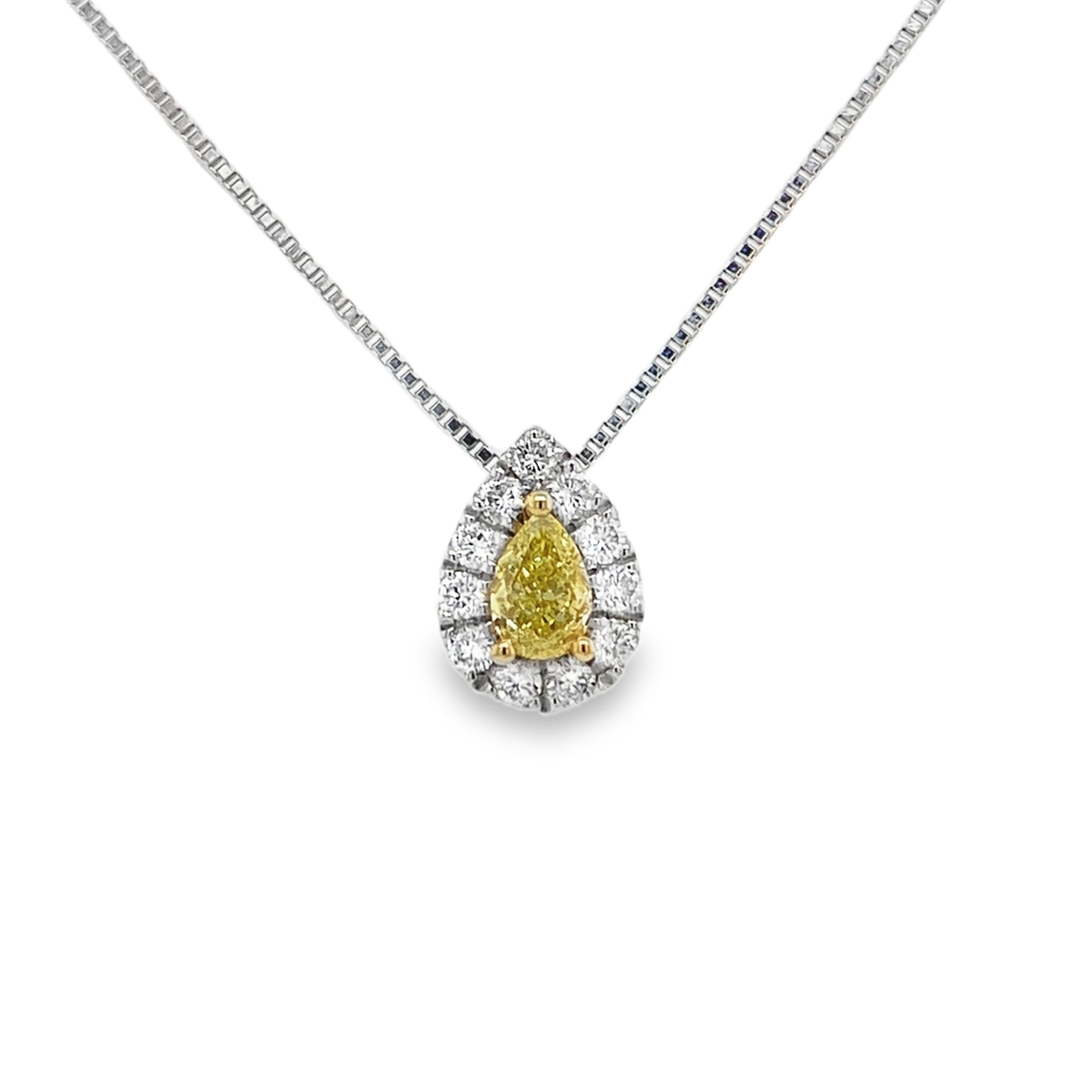 Fancy Intense Yellow Pear Diamond Pendant