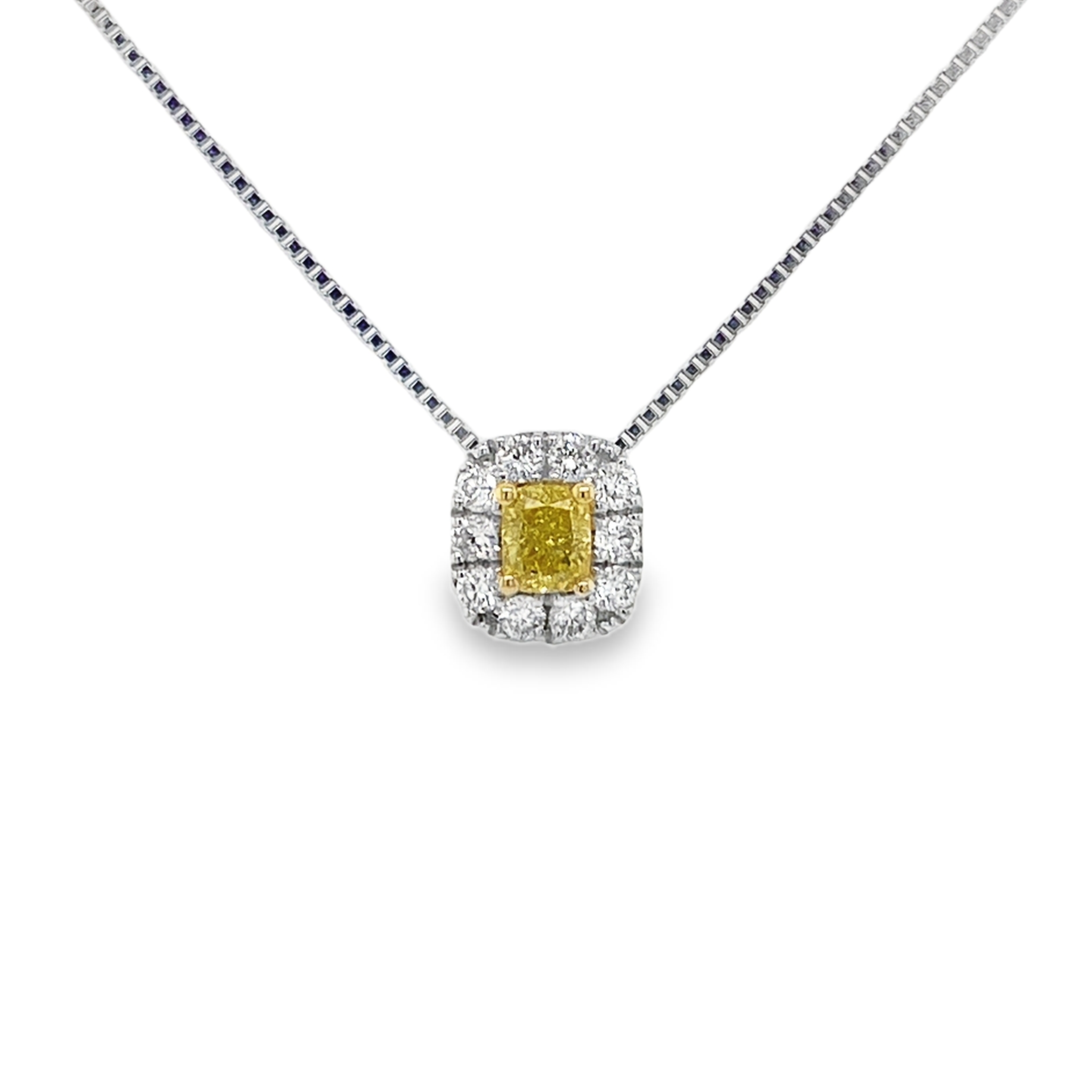 Fancy Intense Yellow Cushion Diamond Pendant