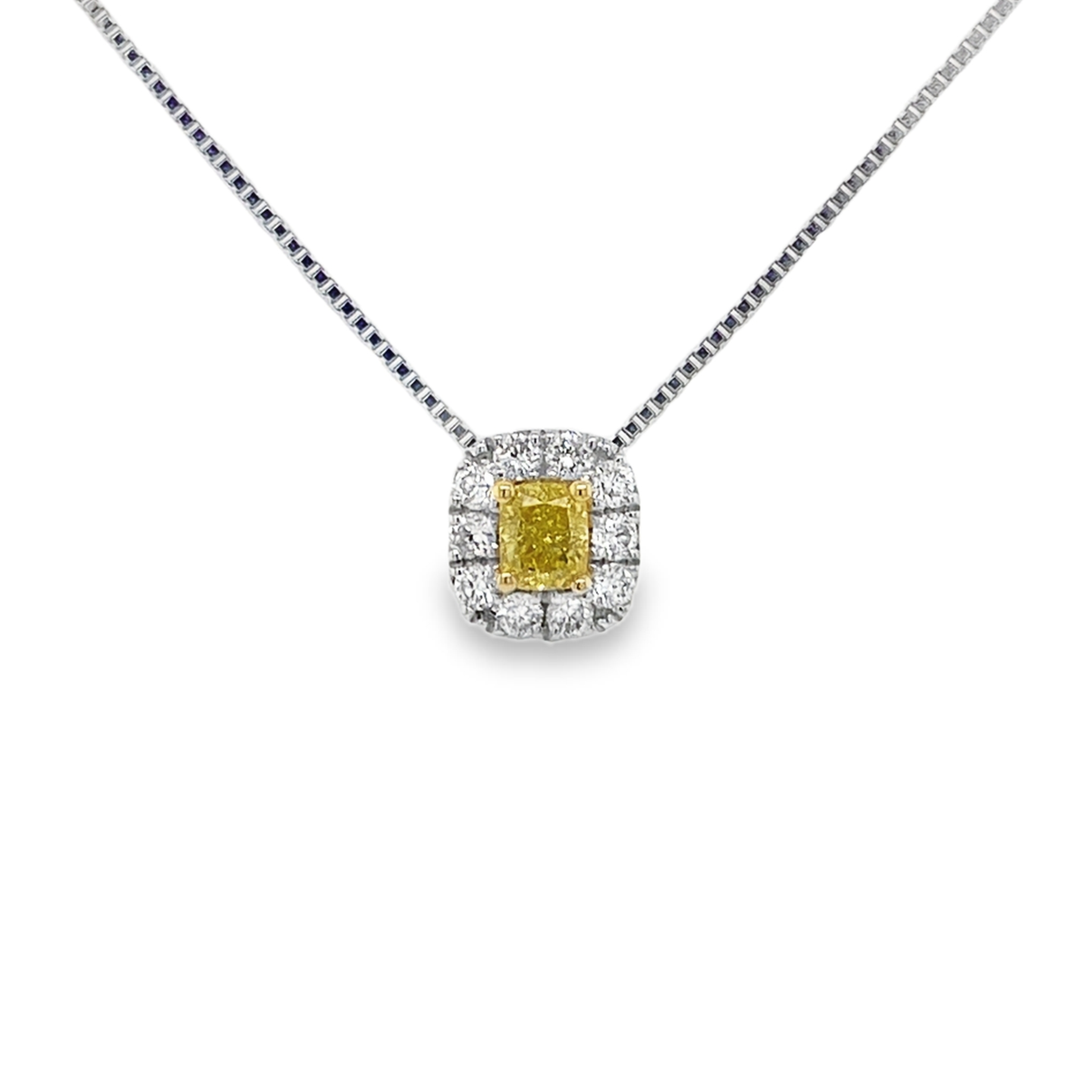 Fancy Intense Yellow Cushion Diamond Pendant