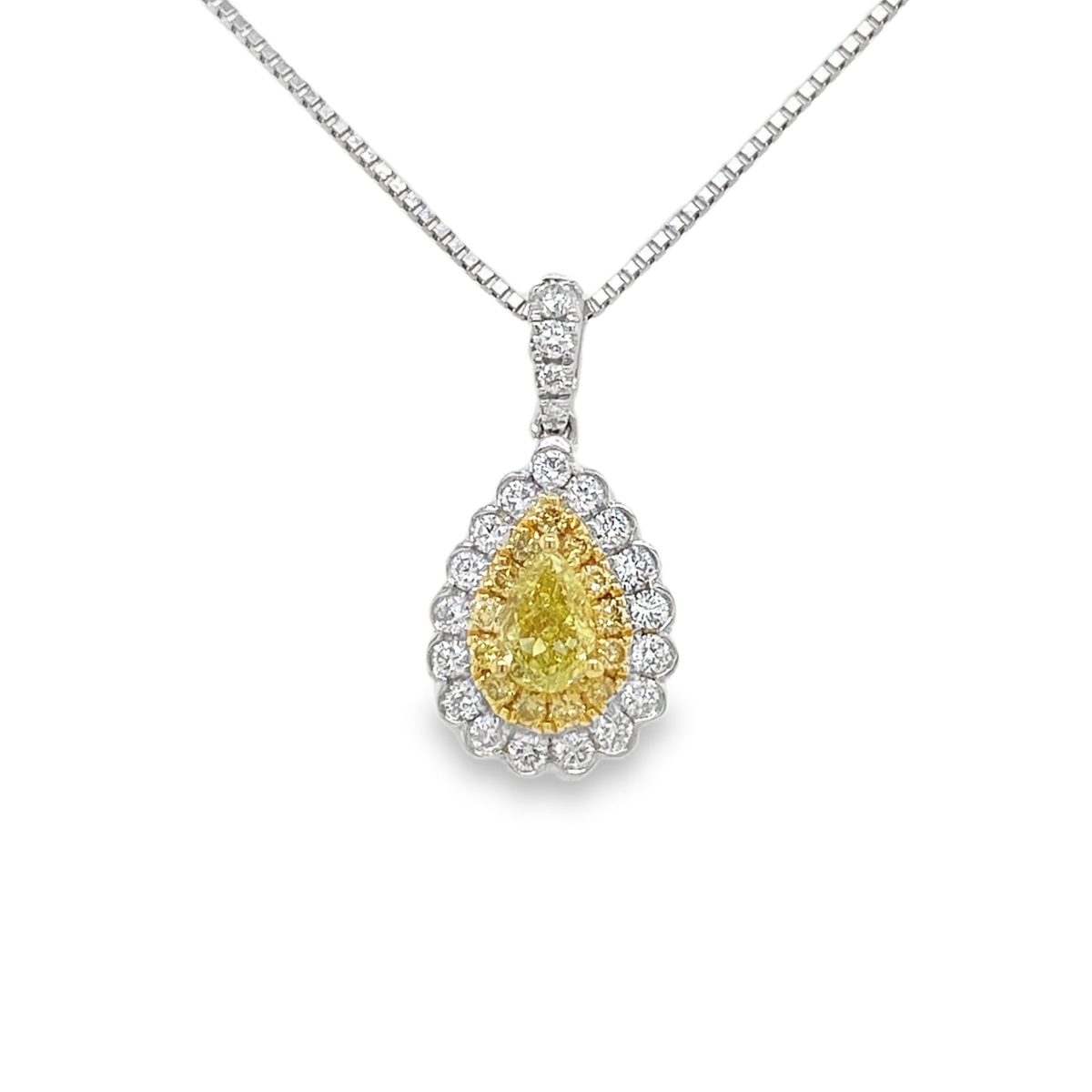 Fancy Intense Yellow Pear Diamond Pendant