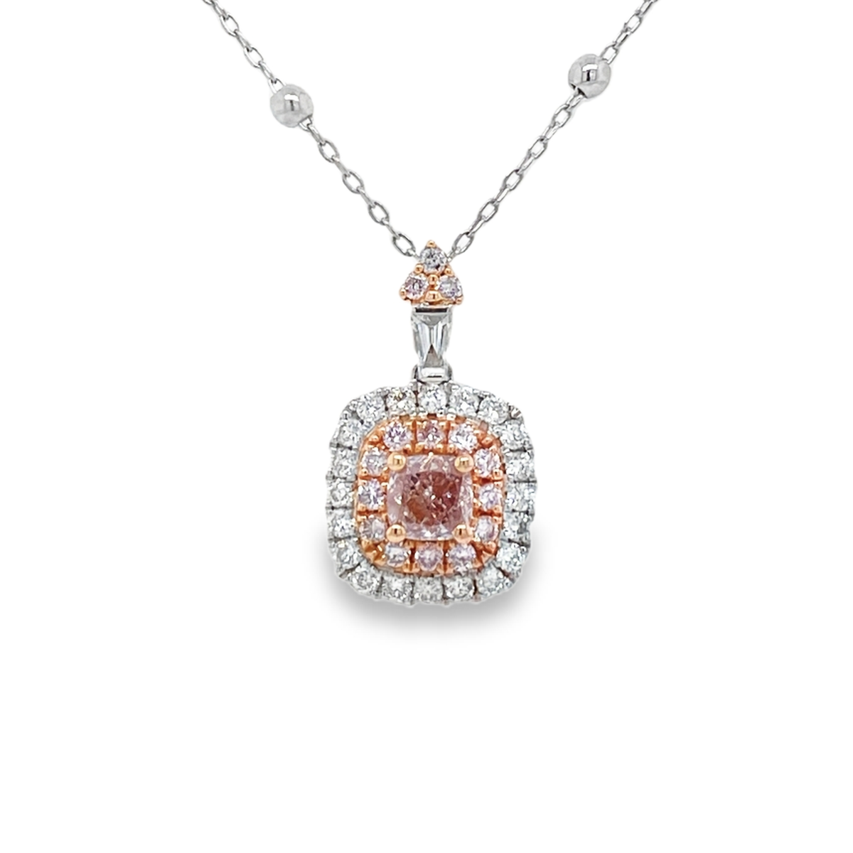 Fancy Pink Cushion Diamond Pendant