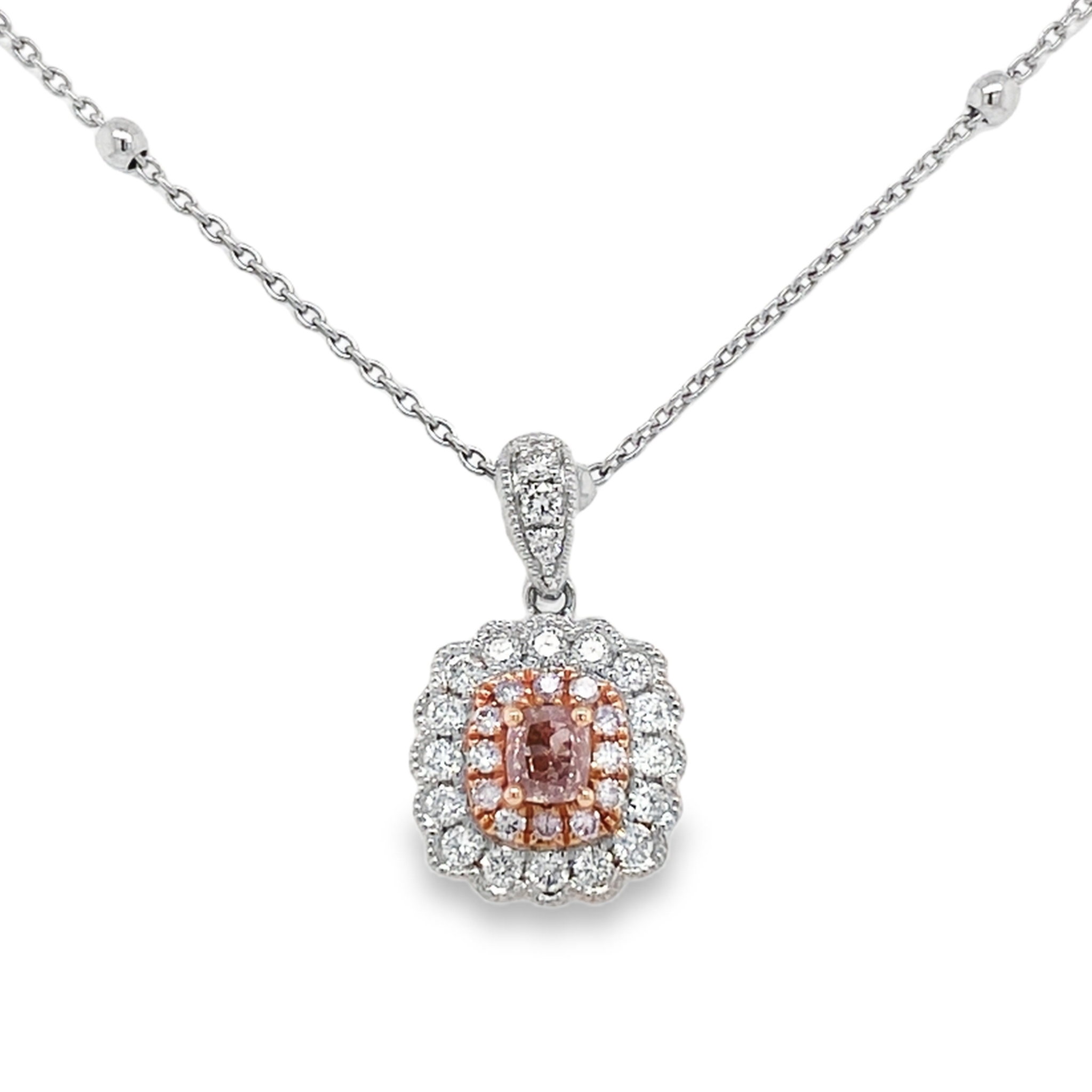 Fancy Light Pink Cushion Diamond Pendant