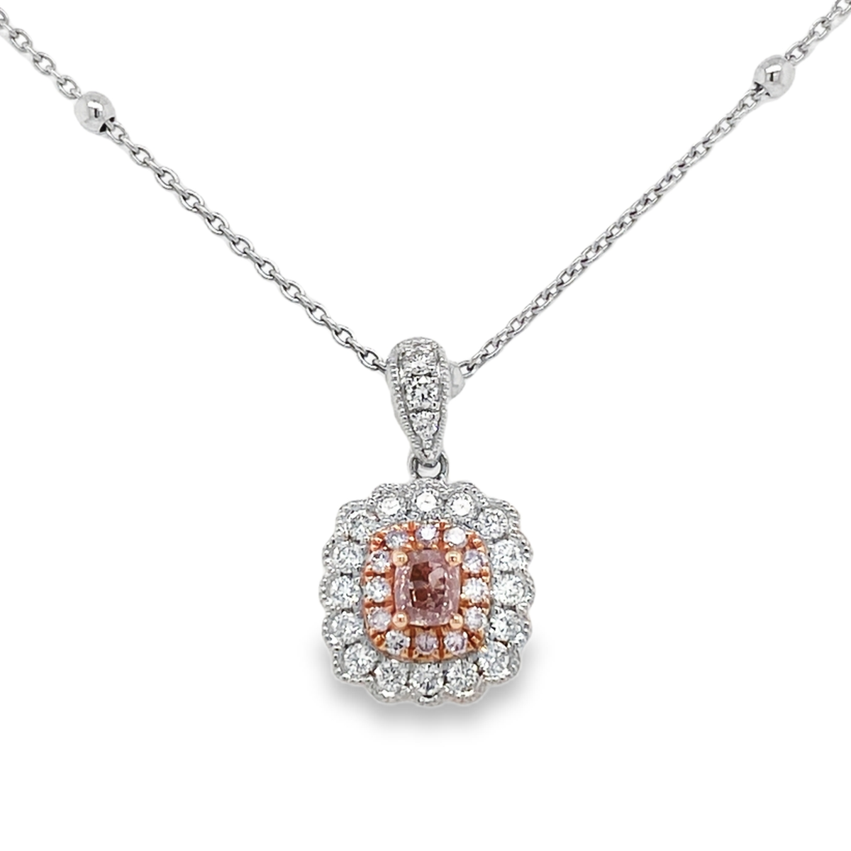 Fancy Light Pink Cushion Diamond Pendant
