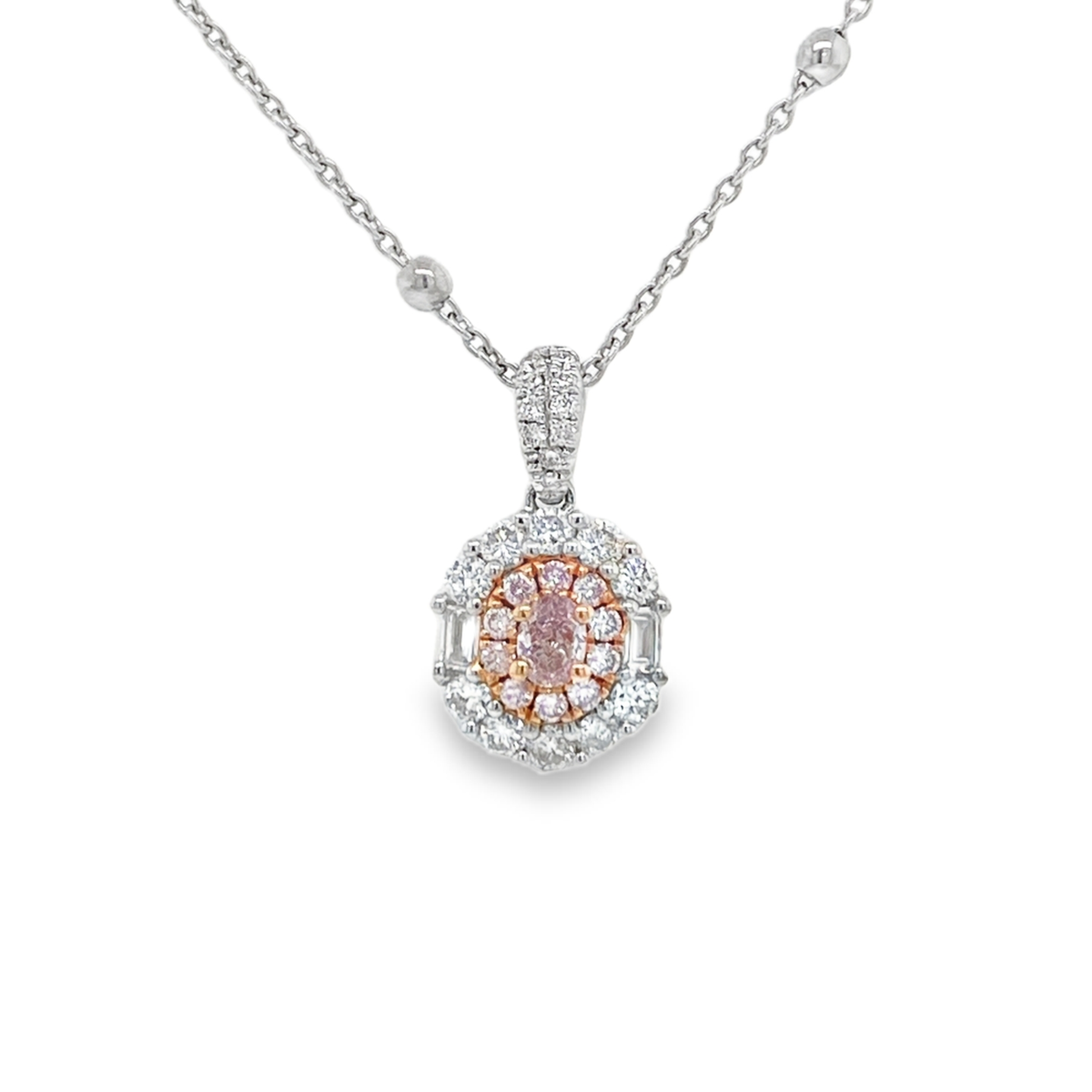 Light Purplish Pink Oval Diamond Pendant