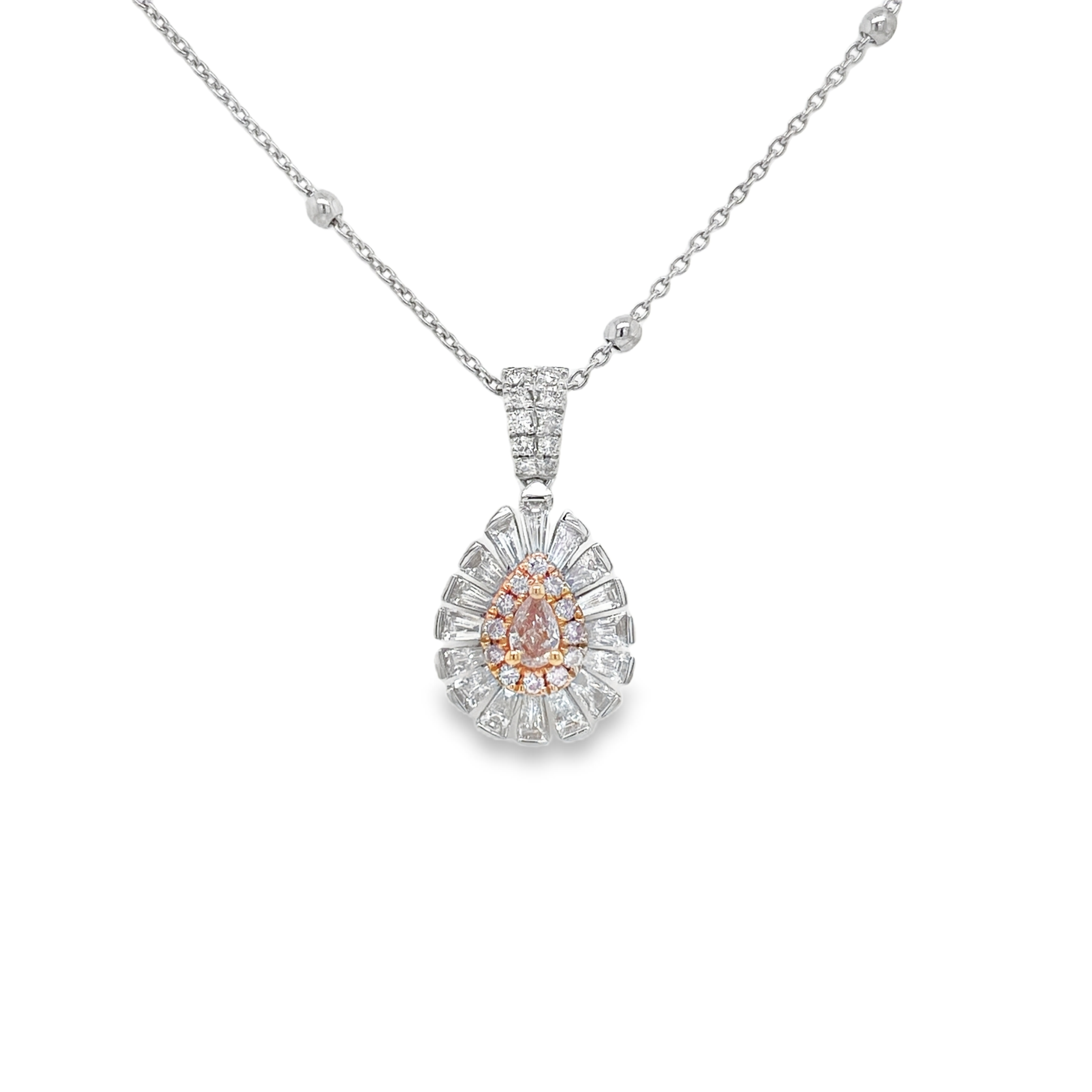 Fancy Light Purplish Pink Pear Diamond Pendant
