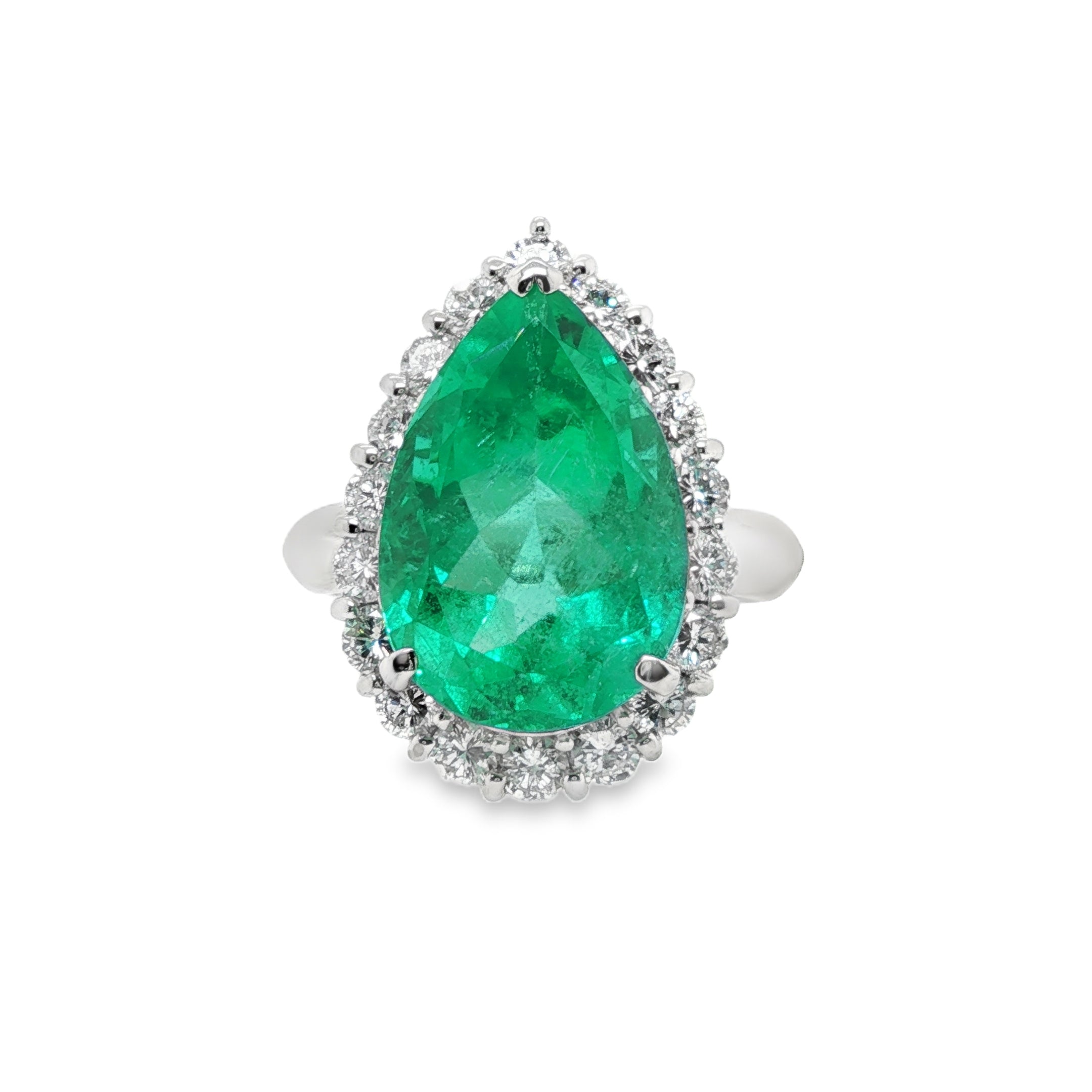 10.00ct Colombian Pear-Shaped Emerald & Diamond Ring