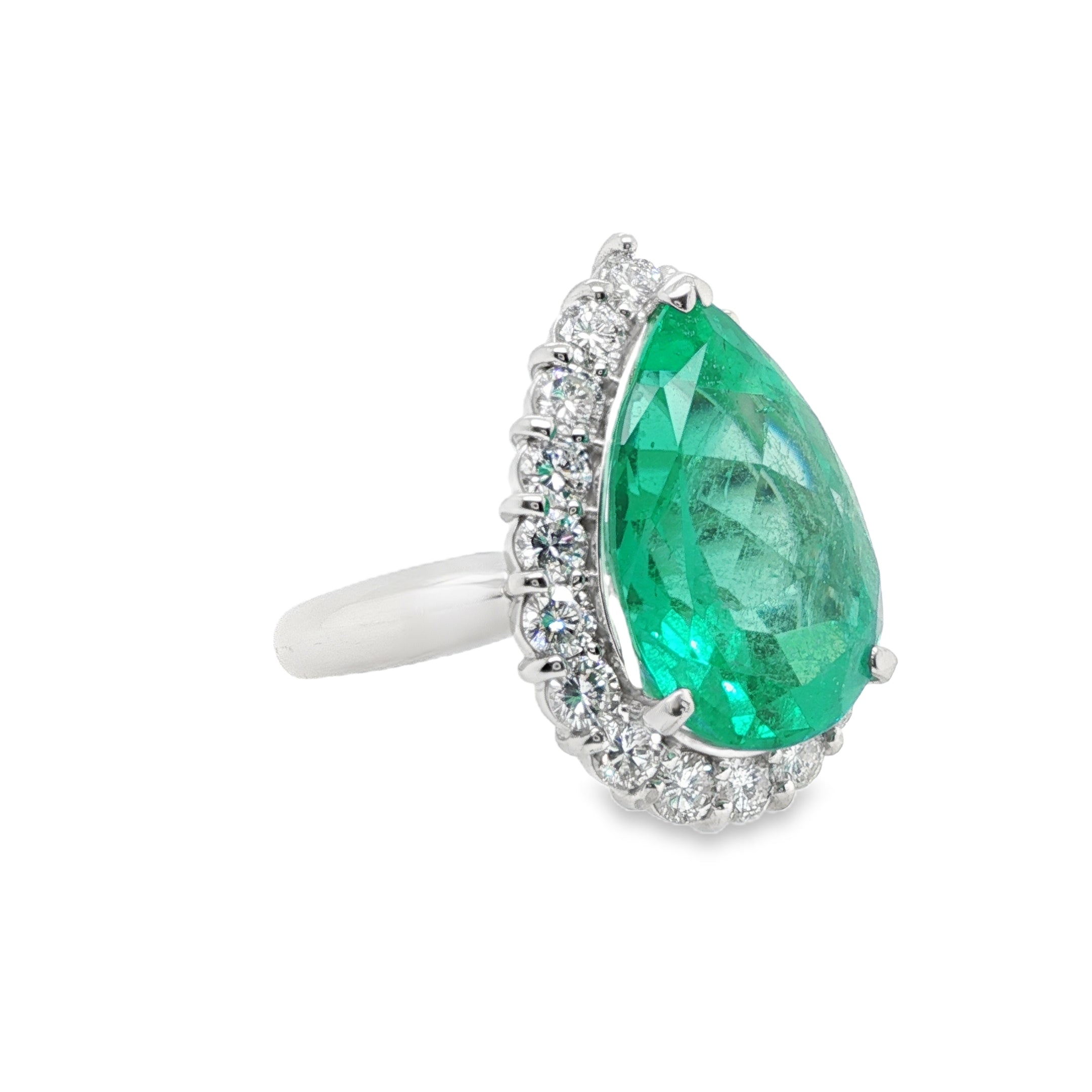10.00ct Colombian Pear-Shaped Emerald & Diamond Ring