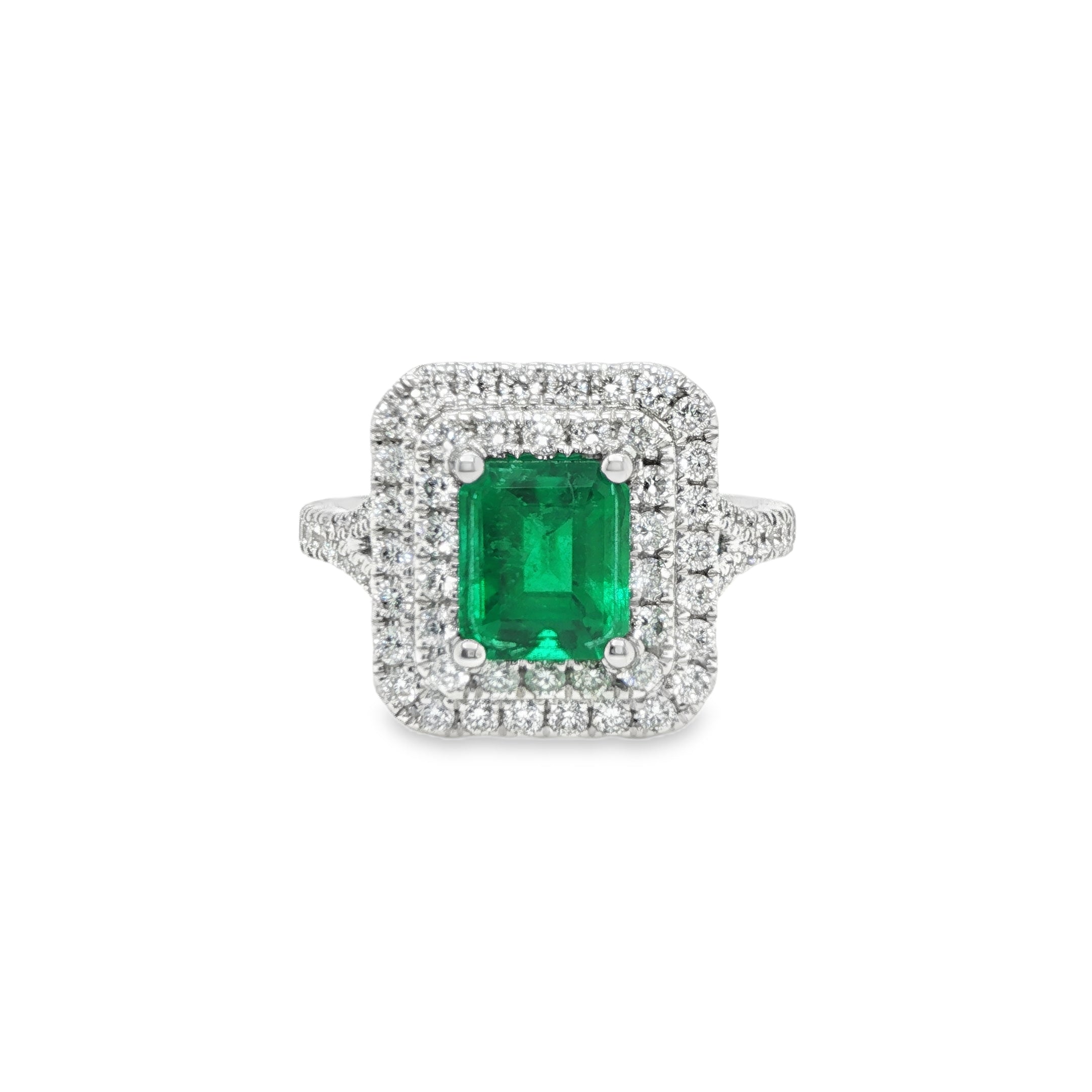 1.34ct Octagonal Muzo Colombian Emerald Ring
