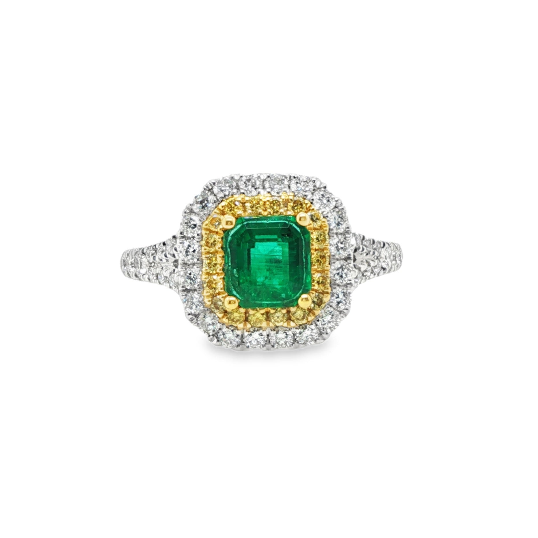 0.85ct Octagonal Colombian Emerald Ring