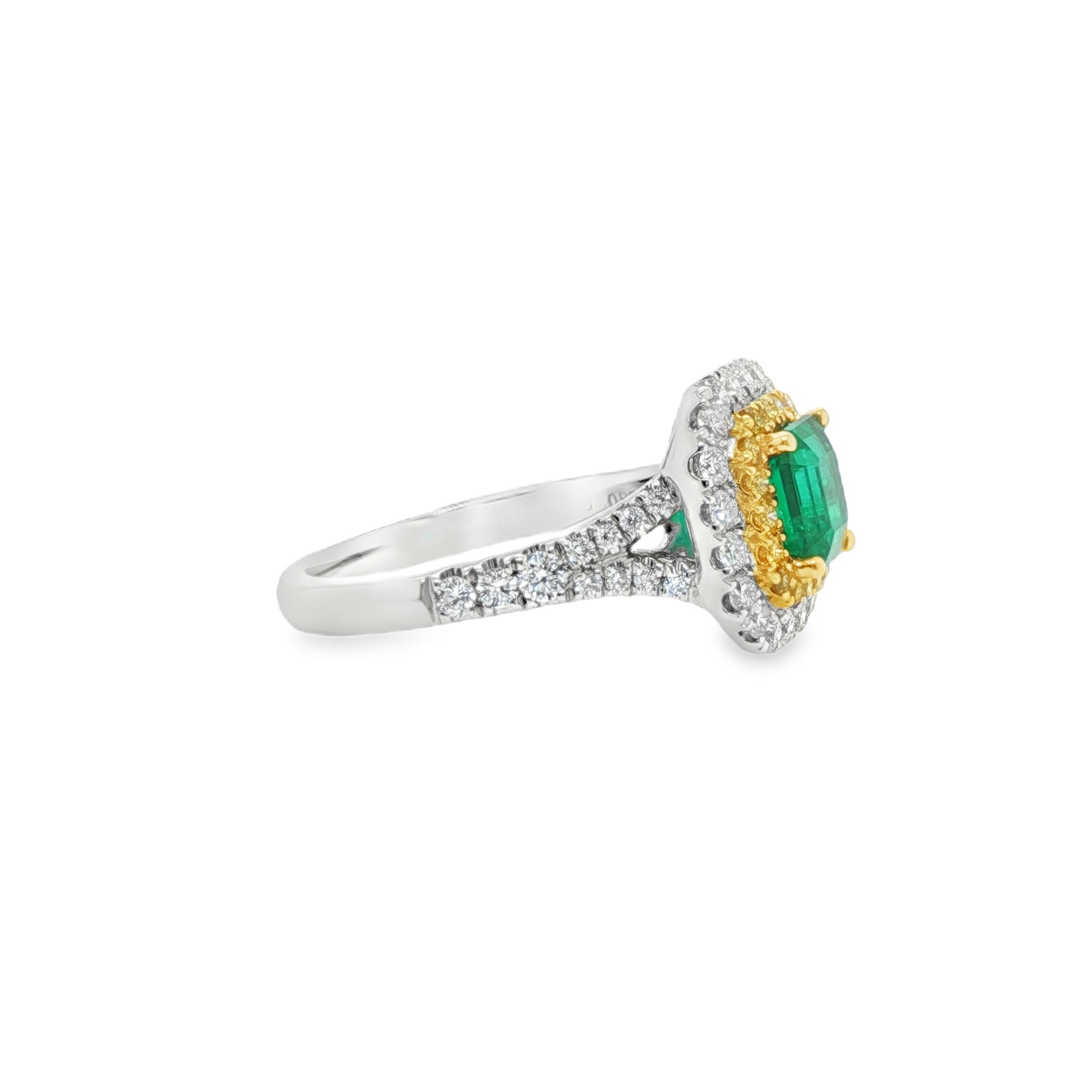 0.85ct Octagonal Colombian Emerald Ring