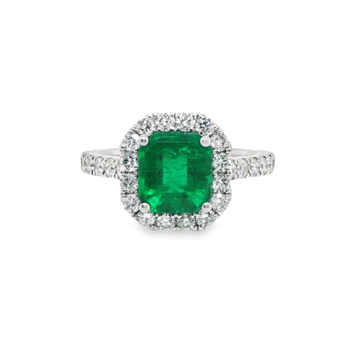 1.76ct Octagonal Colombian Emerald Ring