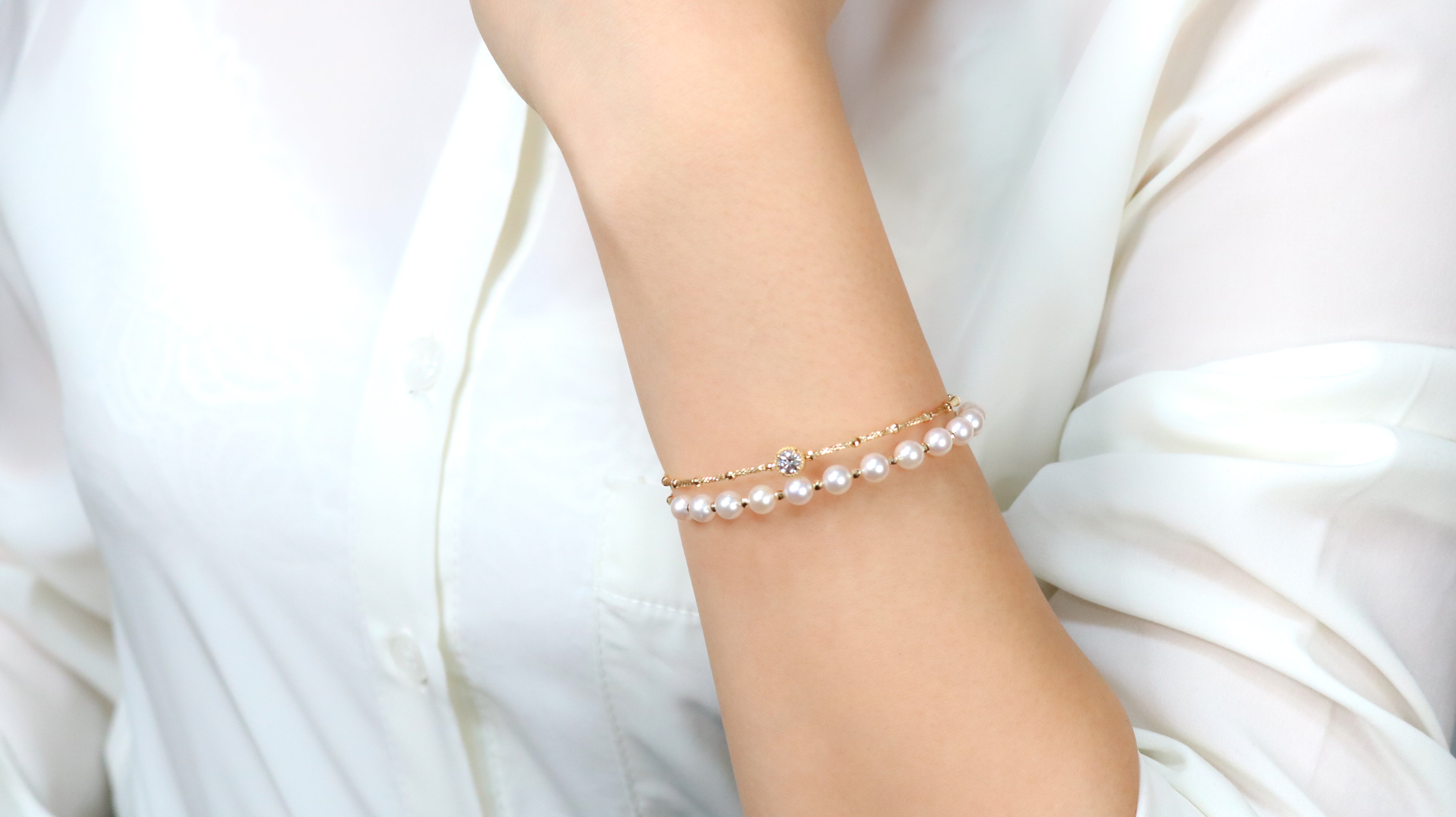 Akoya Pearls & Diamond Flexible Bracelet