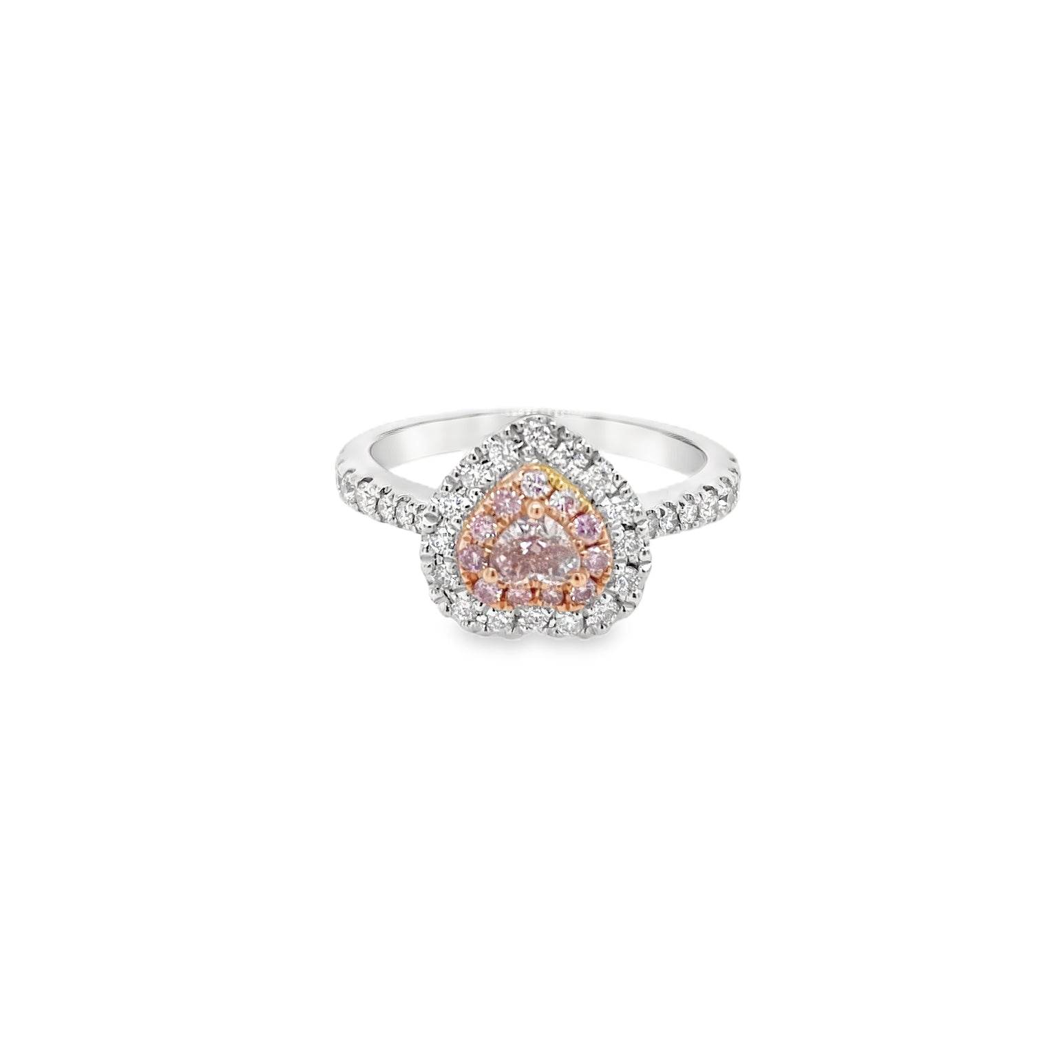0.16ct Heart-Shaped Fancy Brown Pink Diamond Halo Ring in Platinum - Candid Japan
