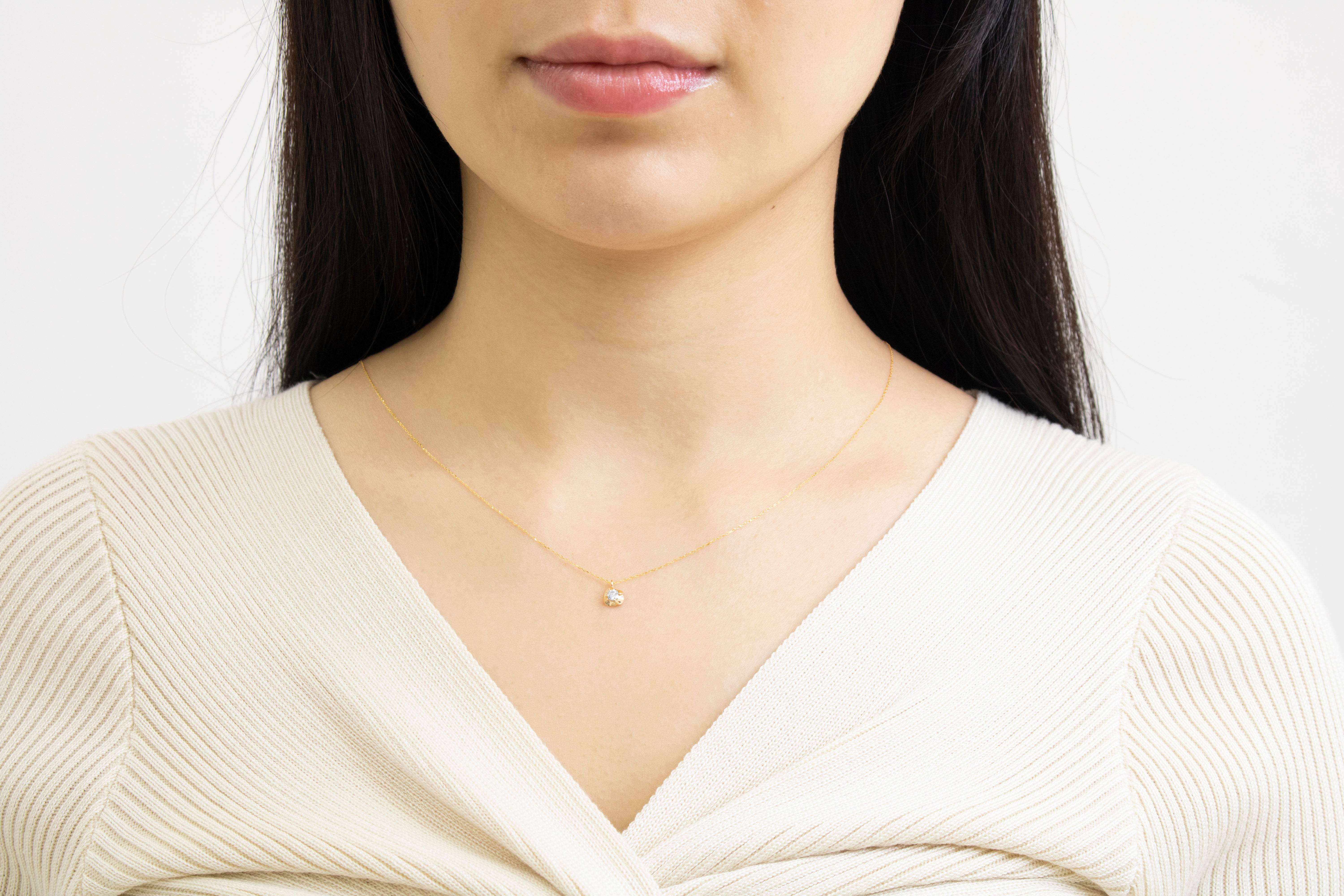 0.1 CT Platinum Diamond Pendant Necklace - Candid Japan