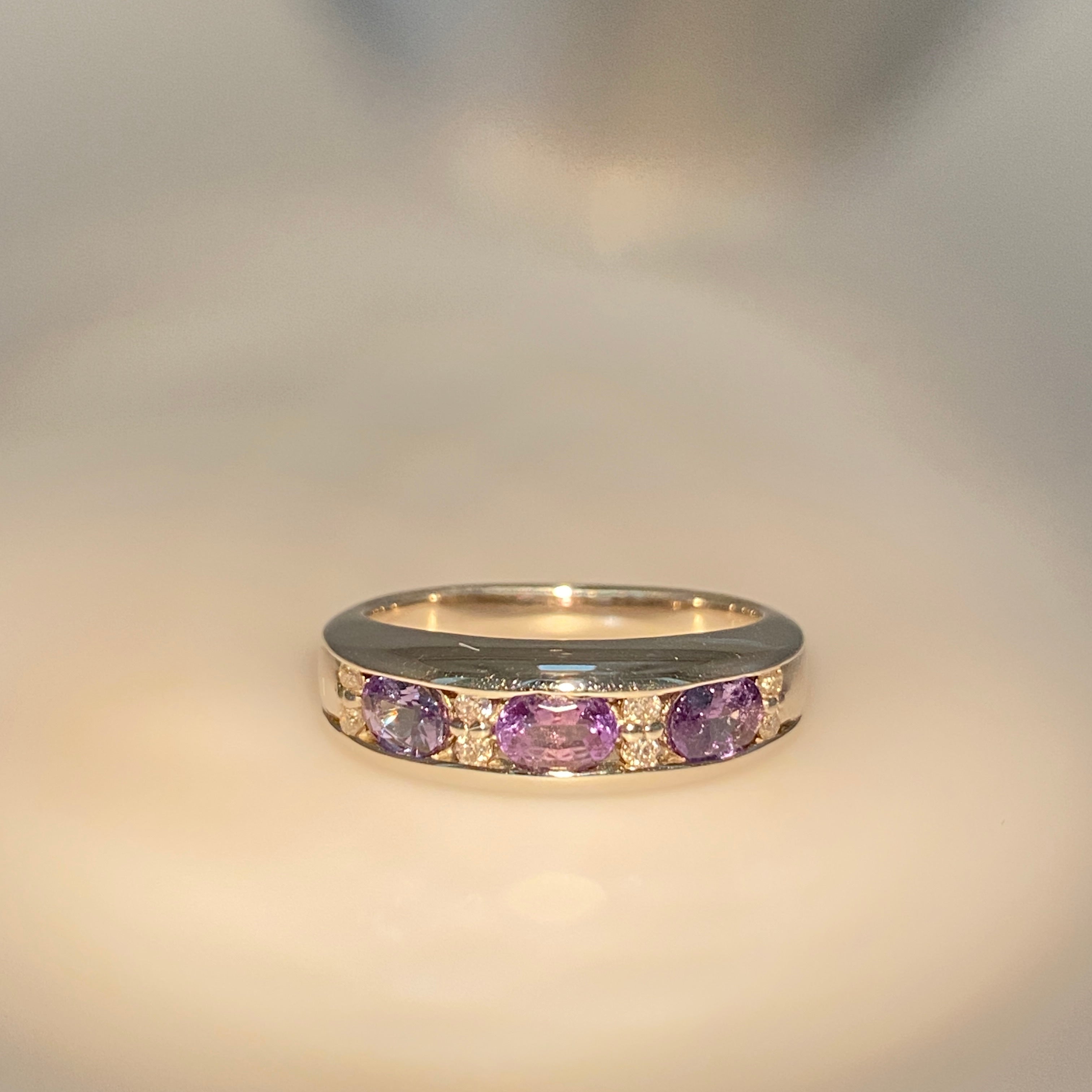 0.82ct Alexandrite Trilogy & Diamond Platinum Ring