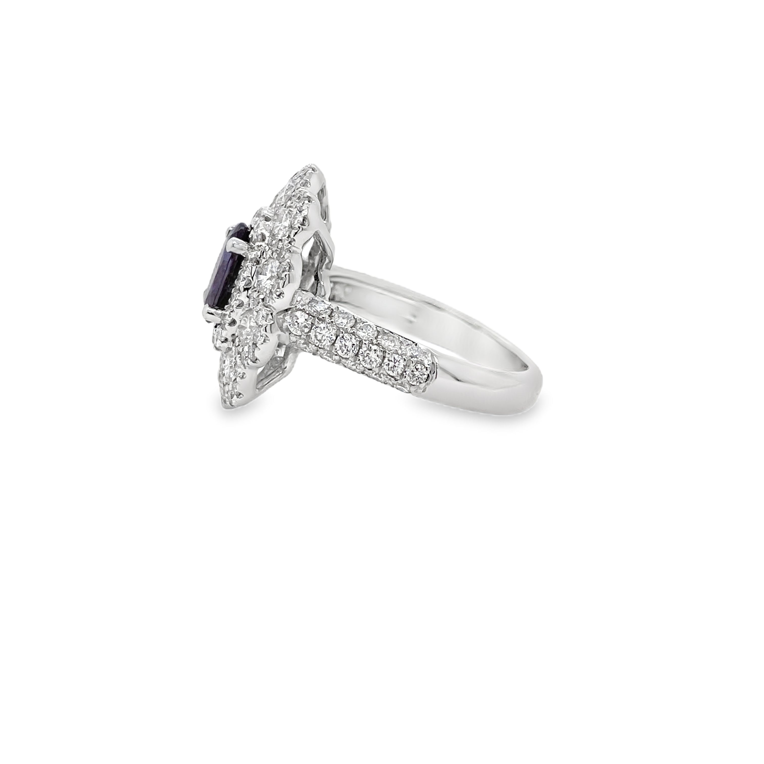 1.09ct Oval Brazil Alexandrite & Diamond Halo Ring