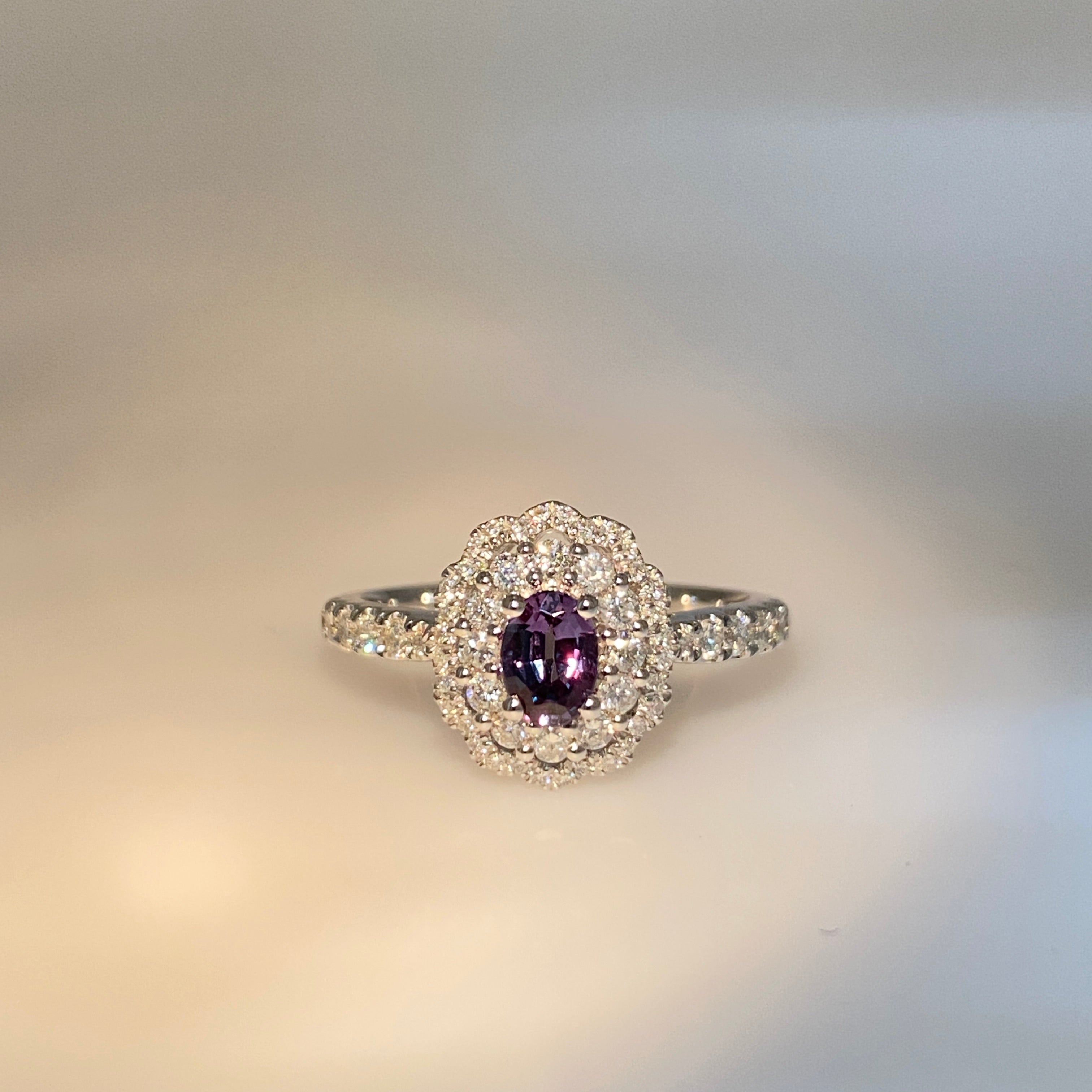 0.43ct Oval Brazil Alexandrite & Diamond Ring