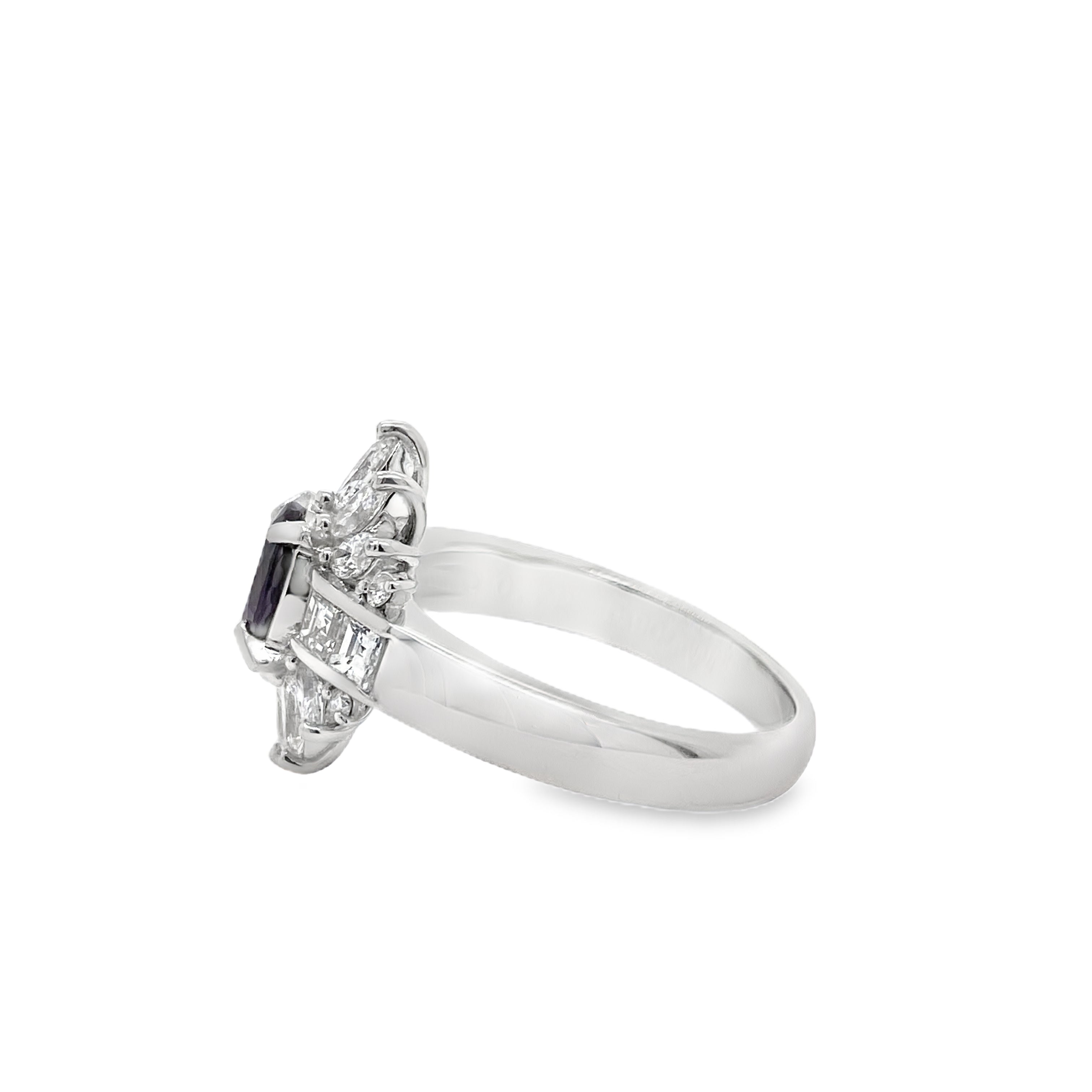 0.72ct Oval Brazil Alexandrite & Diamond Platinum Ring