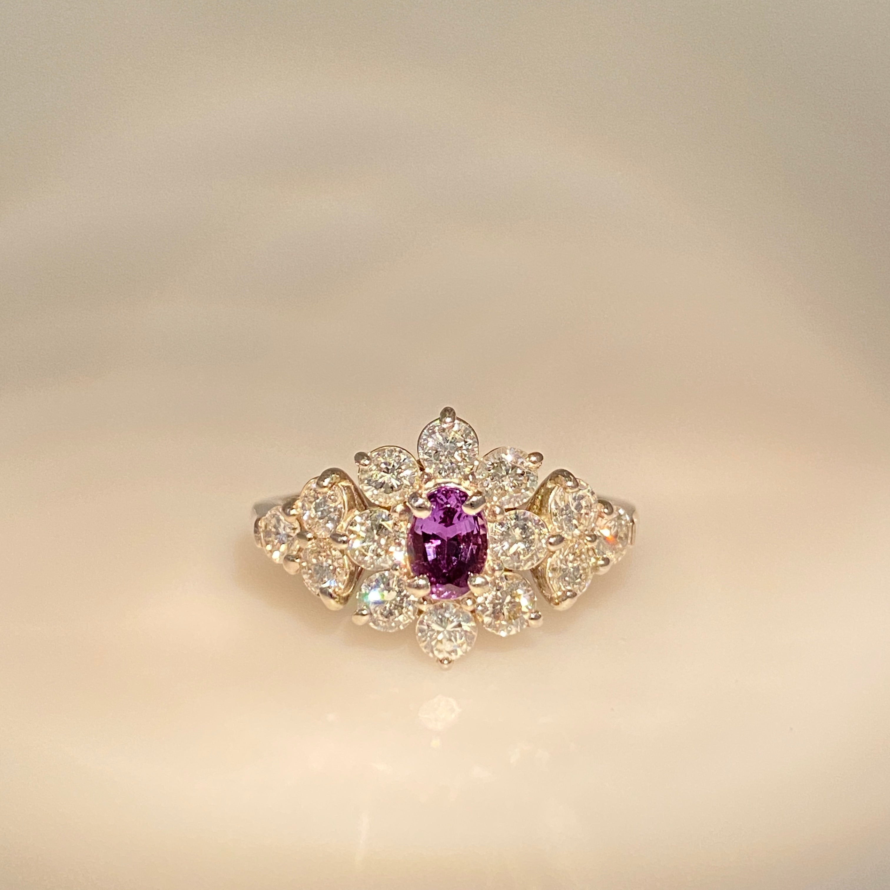 0.415ct Oval Brazil Alexandrite & Diamond Platinum Ring