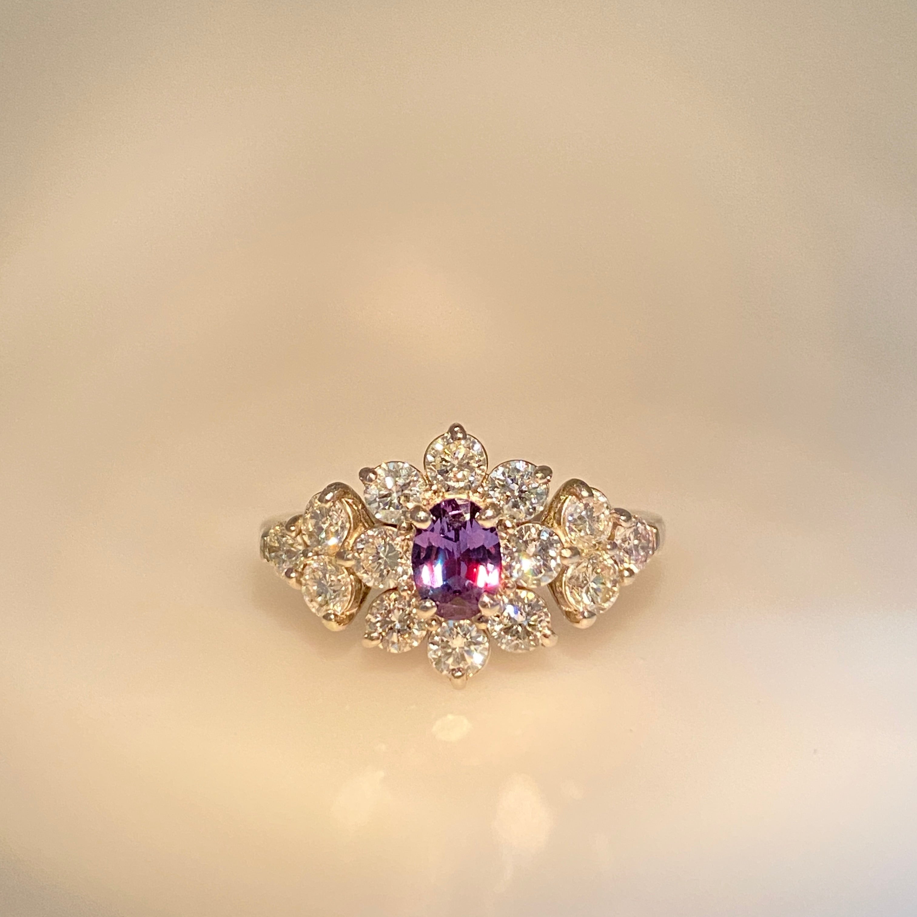 0.37ct Oval Brazil Alexandrite & Diamond Platinum Ring