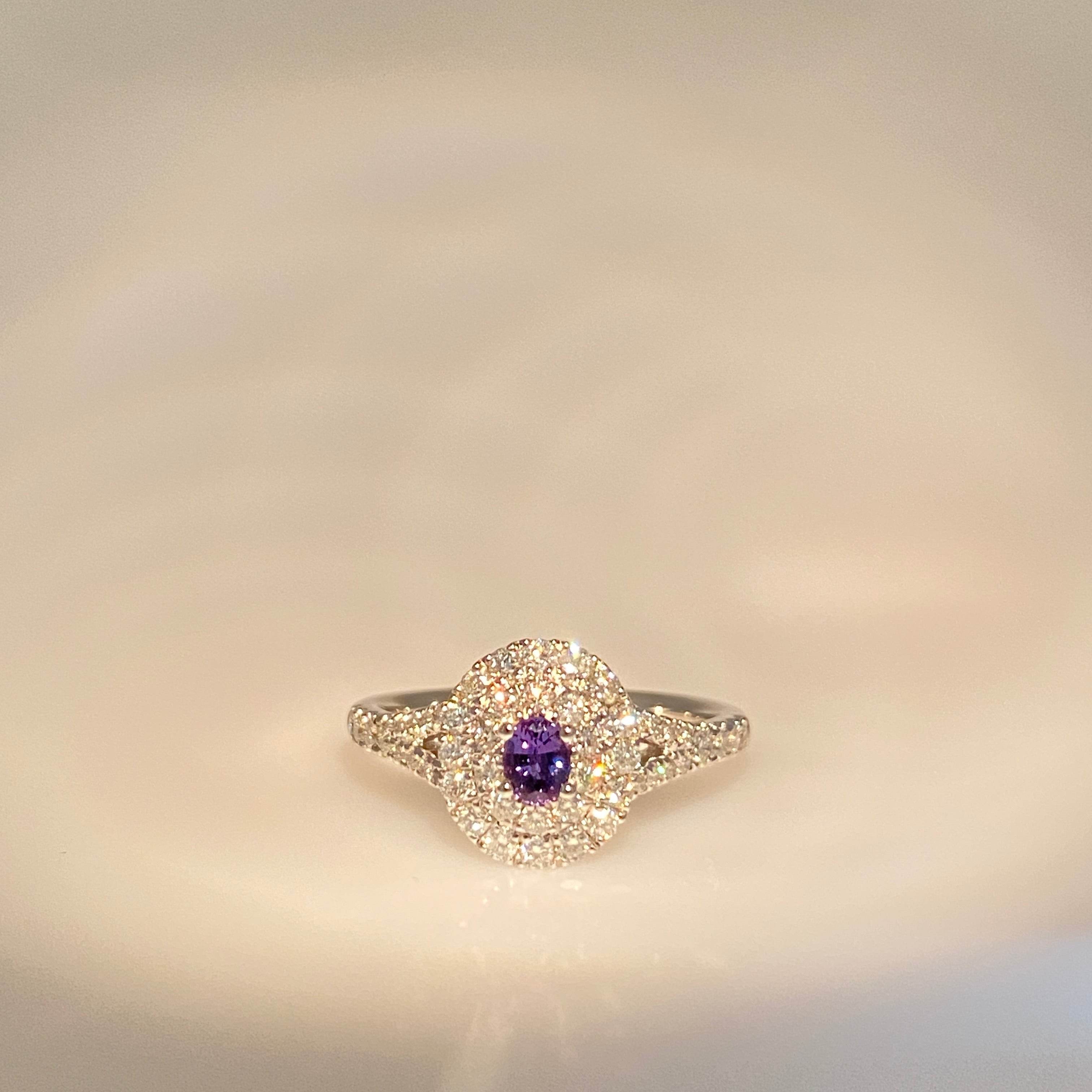 0.169ct Oval Brazil Alexandrite & Diamond Platinum Ring - Candid Japan