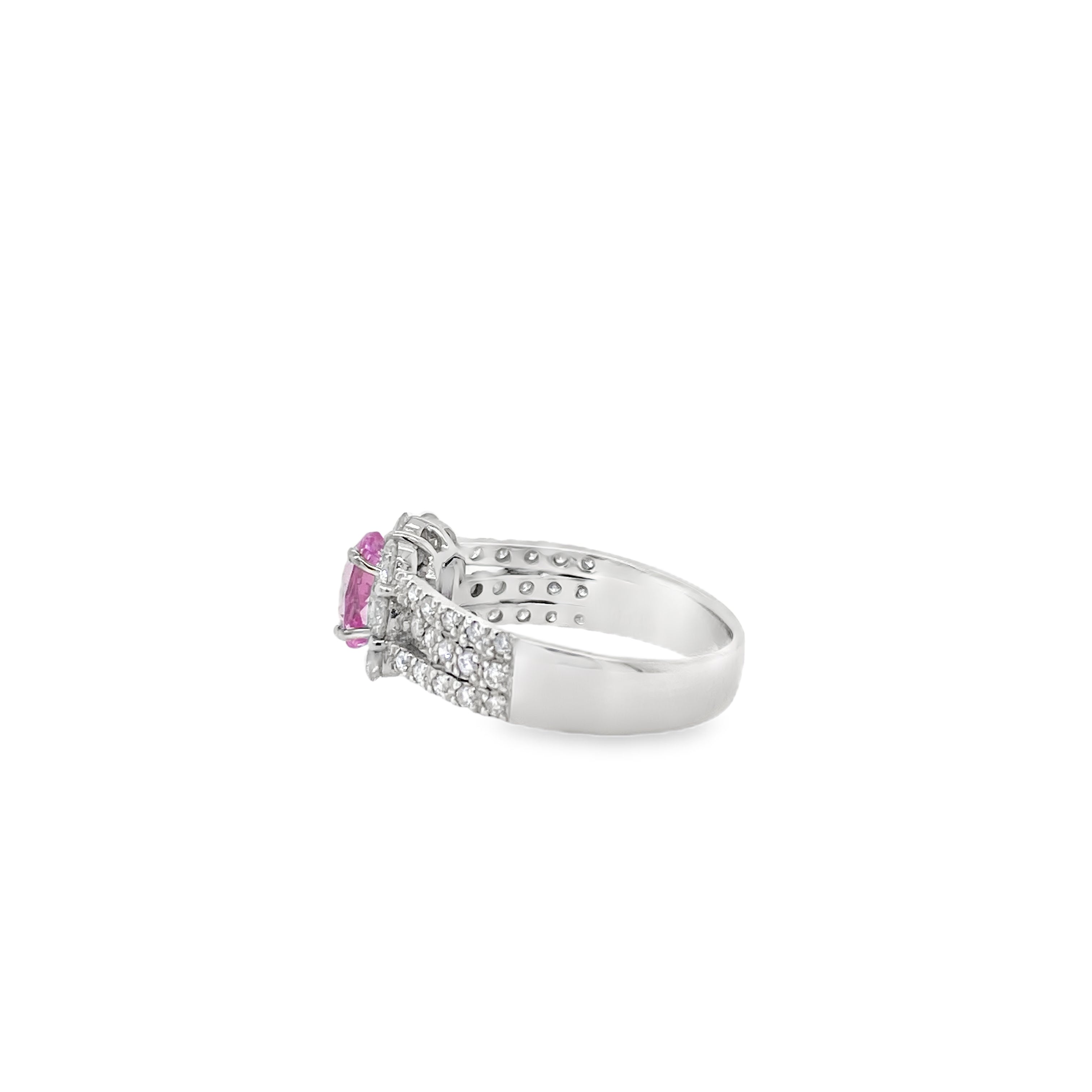 1.03ct Oval Padparadscha Sapphire & Diamond Platinum Ring