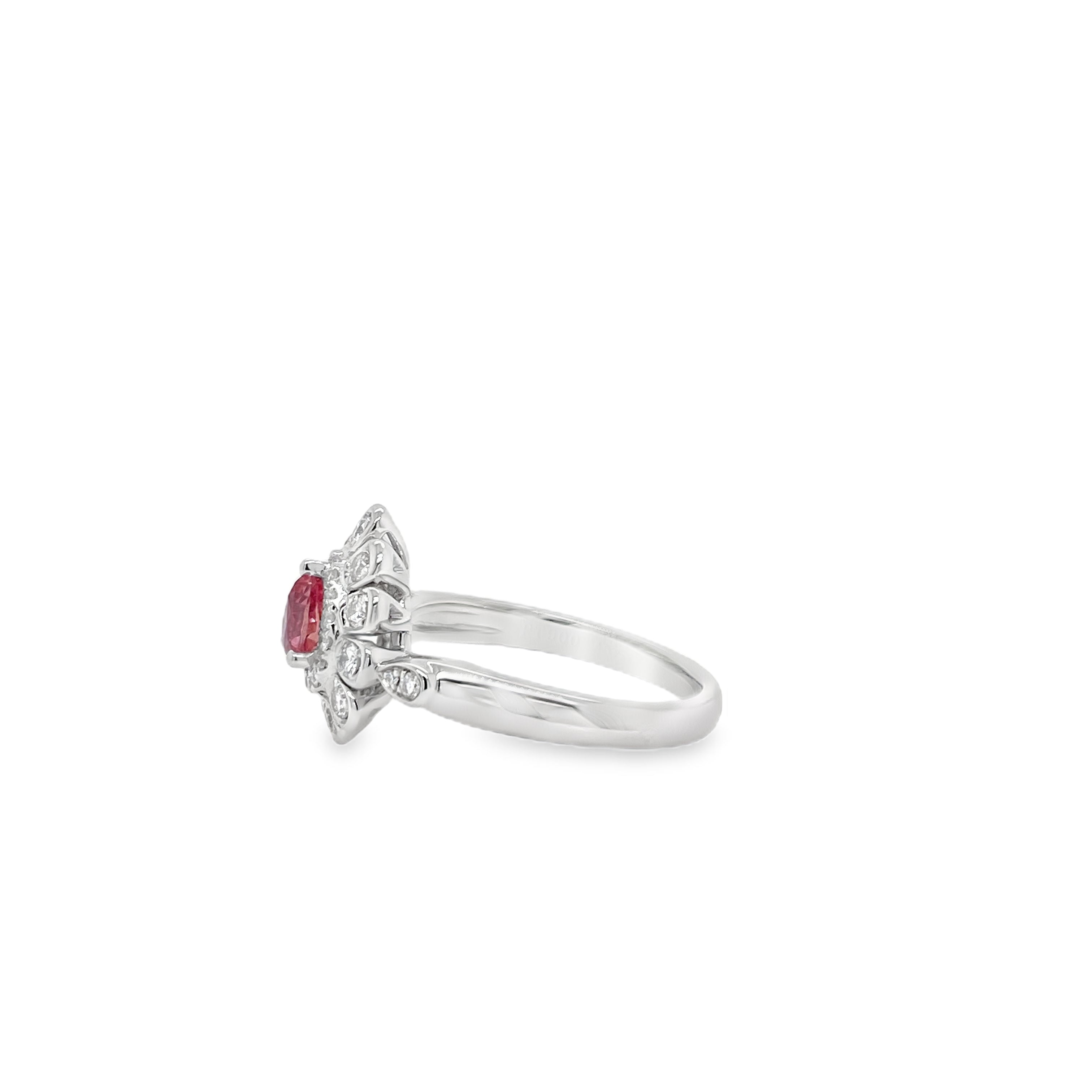 0.476ct Pear-Shaped Heated Padparadscha Sapphire & Diamond Platinum Ring