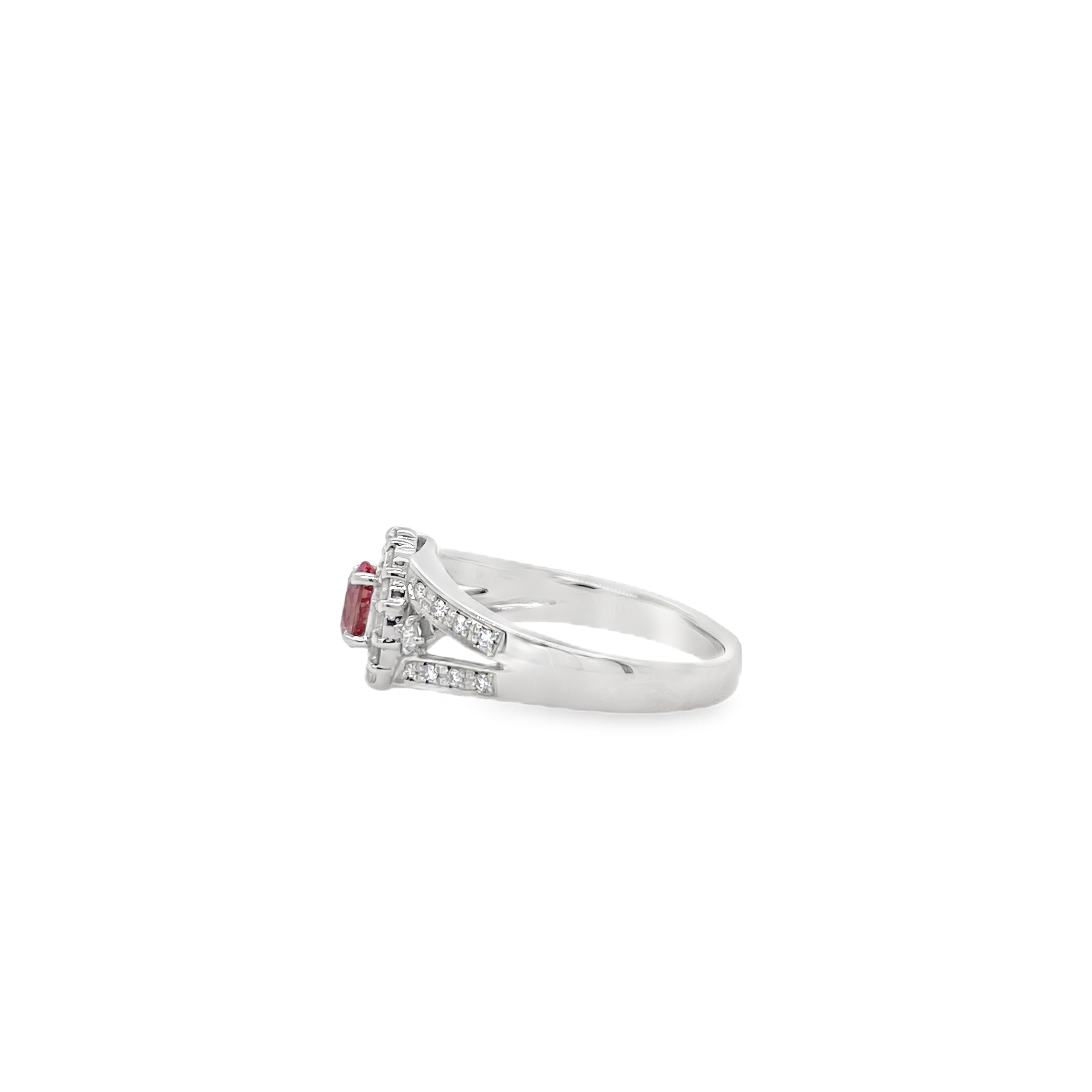 0.41ct Oval Padparadscha Sapphire & Diamond Platinum Ring
