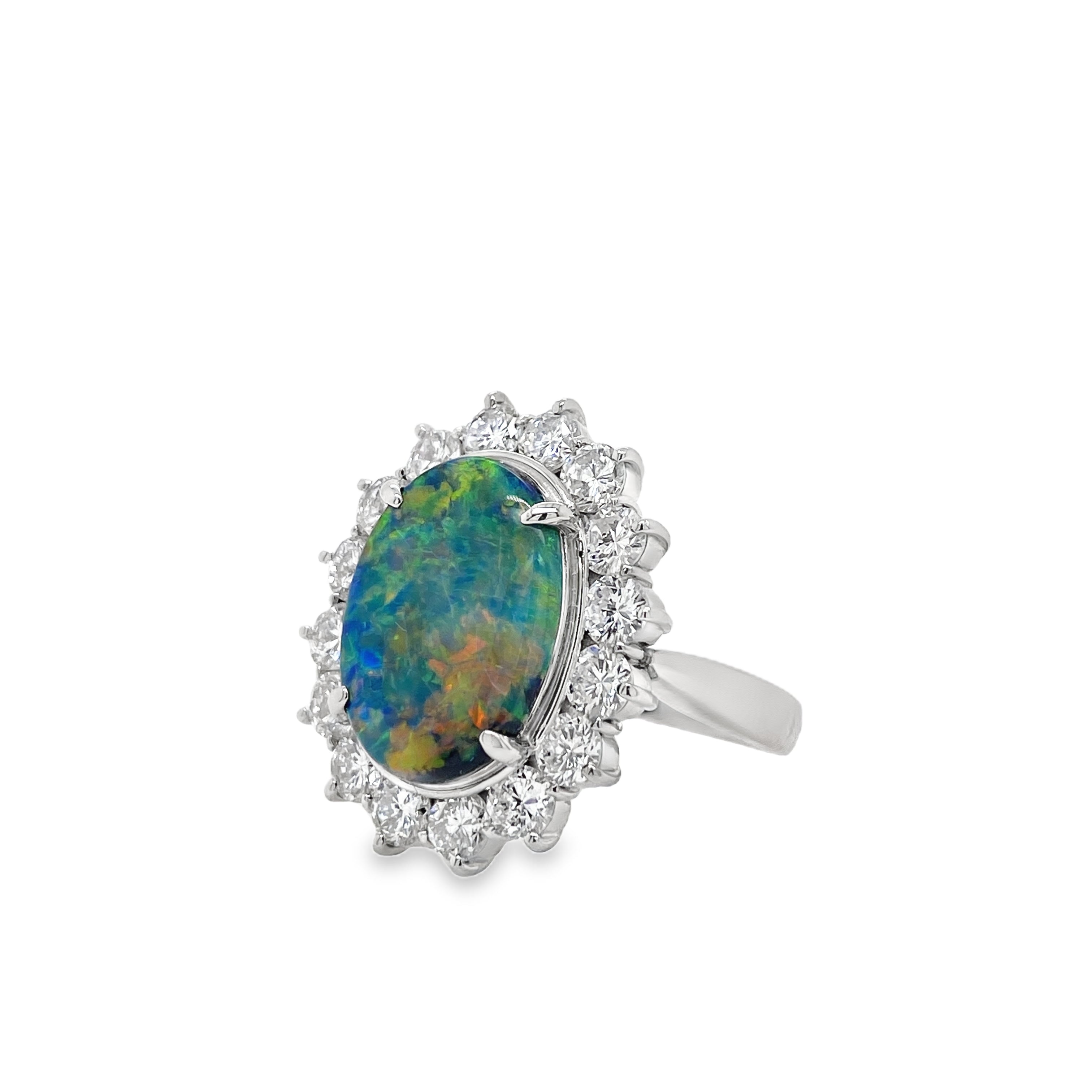 4.45 Black Opal and Diamond Ring