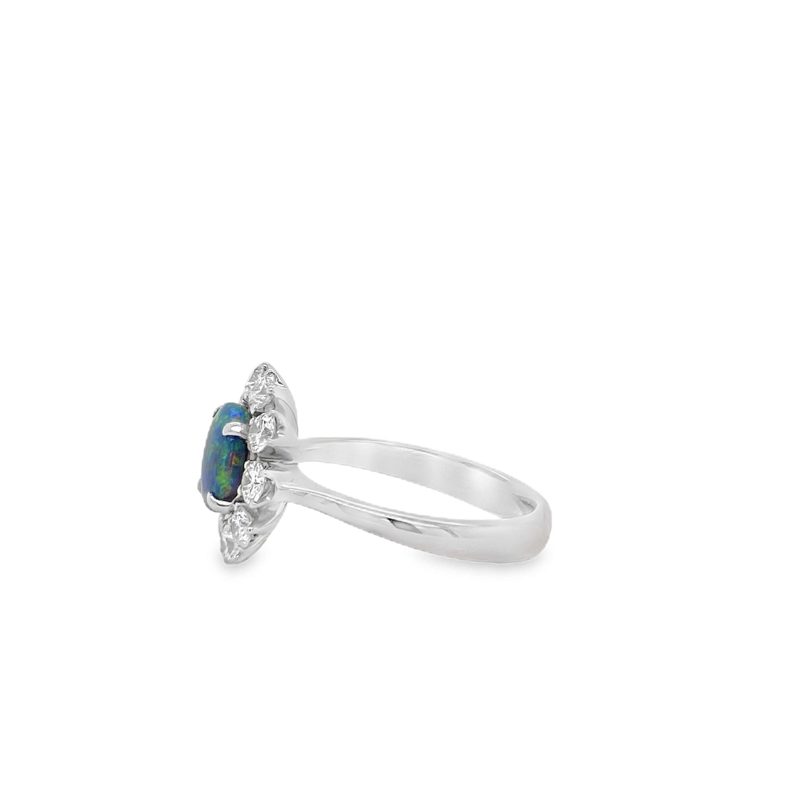 1.03 Ct Black Opal and Diamond Ring