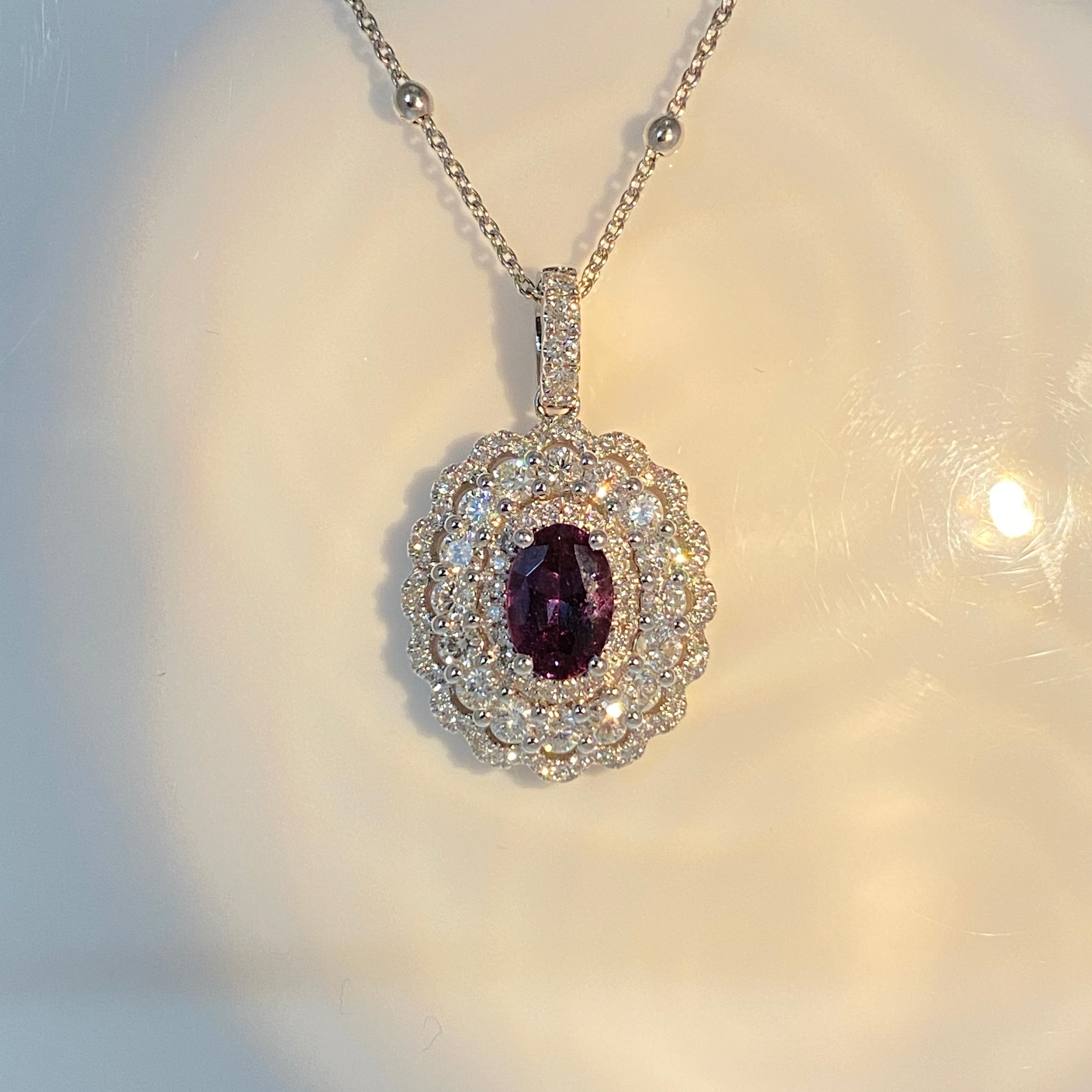 0.91ct Oval Brazil Alexandrite & Diamond Pendant