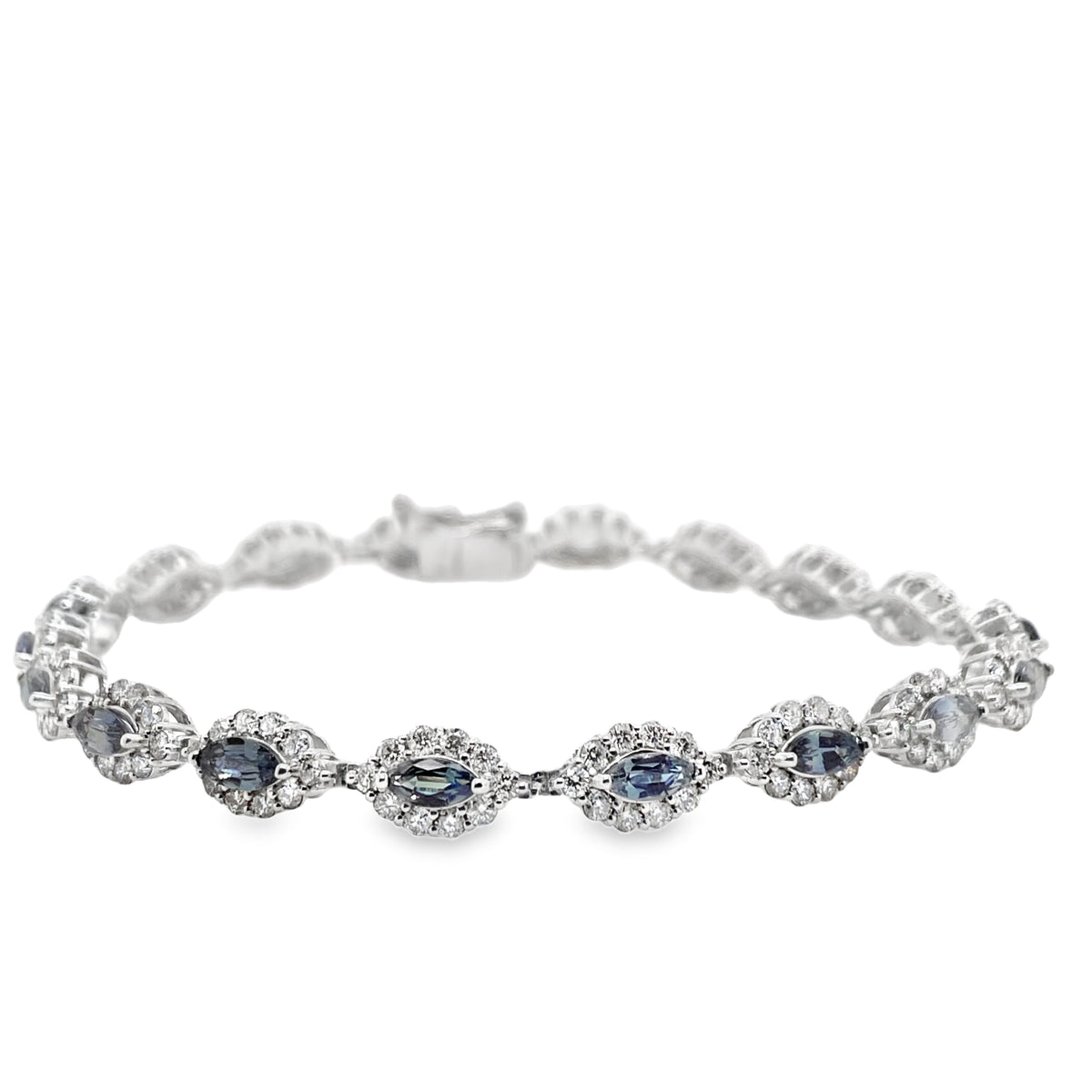 3.07ct Marquise-Cut Alexandrite & Diamond Platinum Bracelet