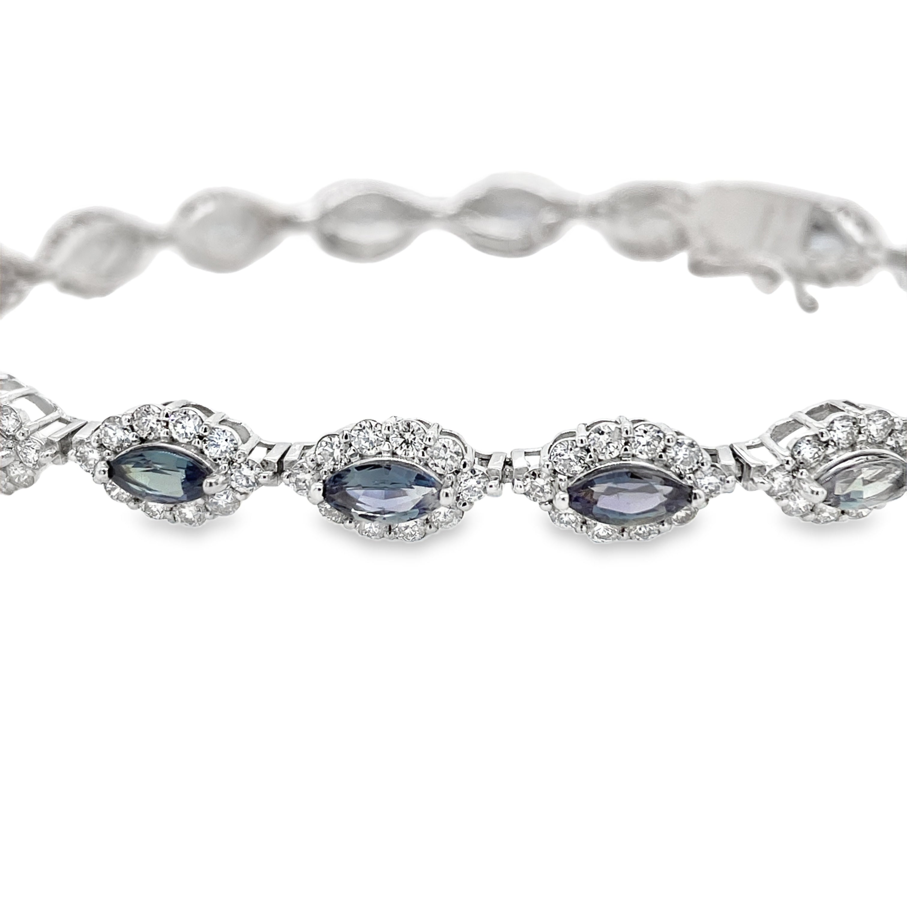 3.07ct Marquise-Cut Alexandrite & Diamond Platinum Bracelet