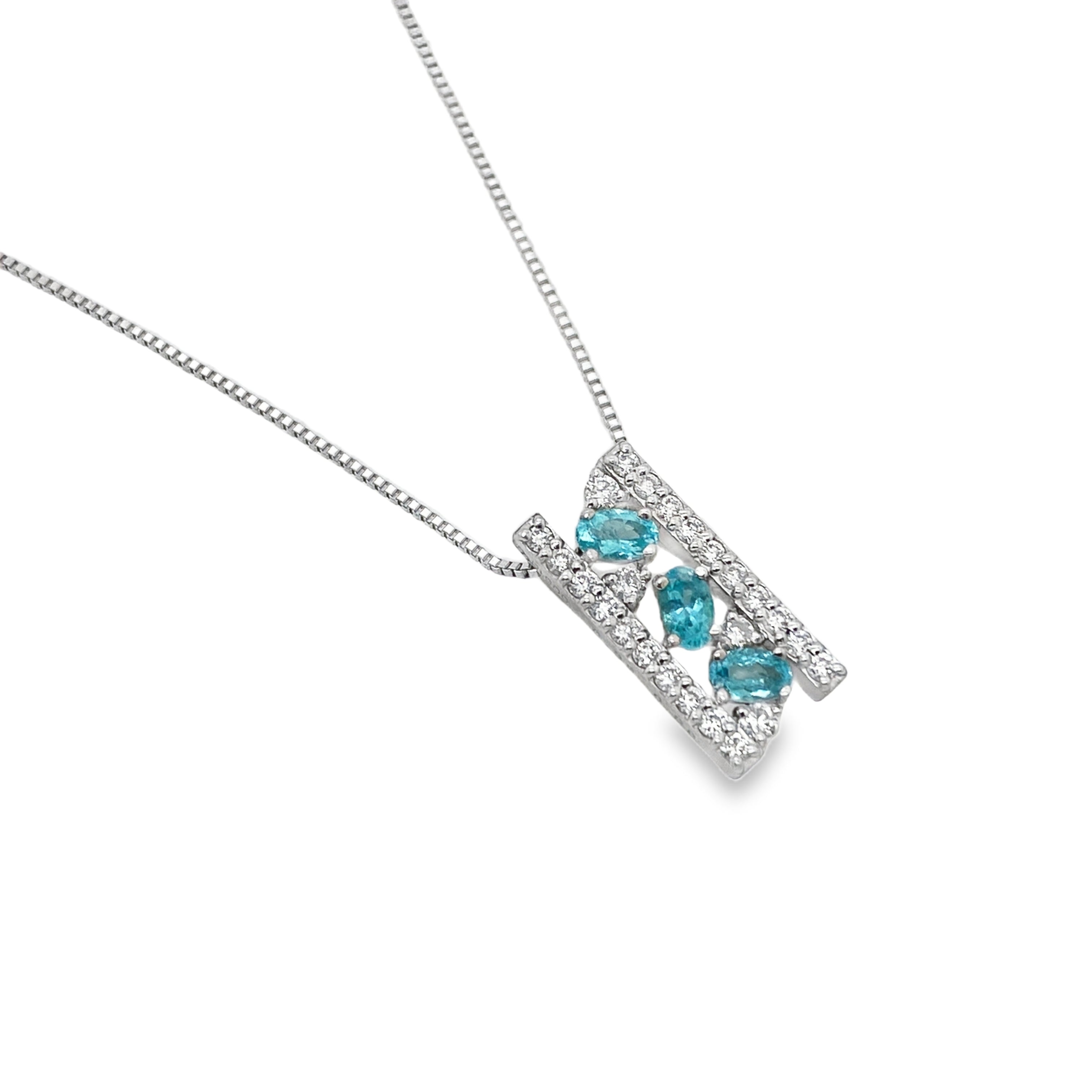 0.38ct Oval Paraiba Tourmaline & Diamond Platinum Pendant