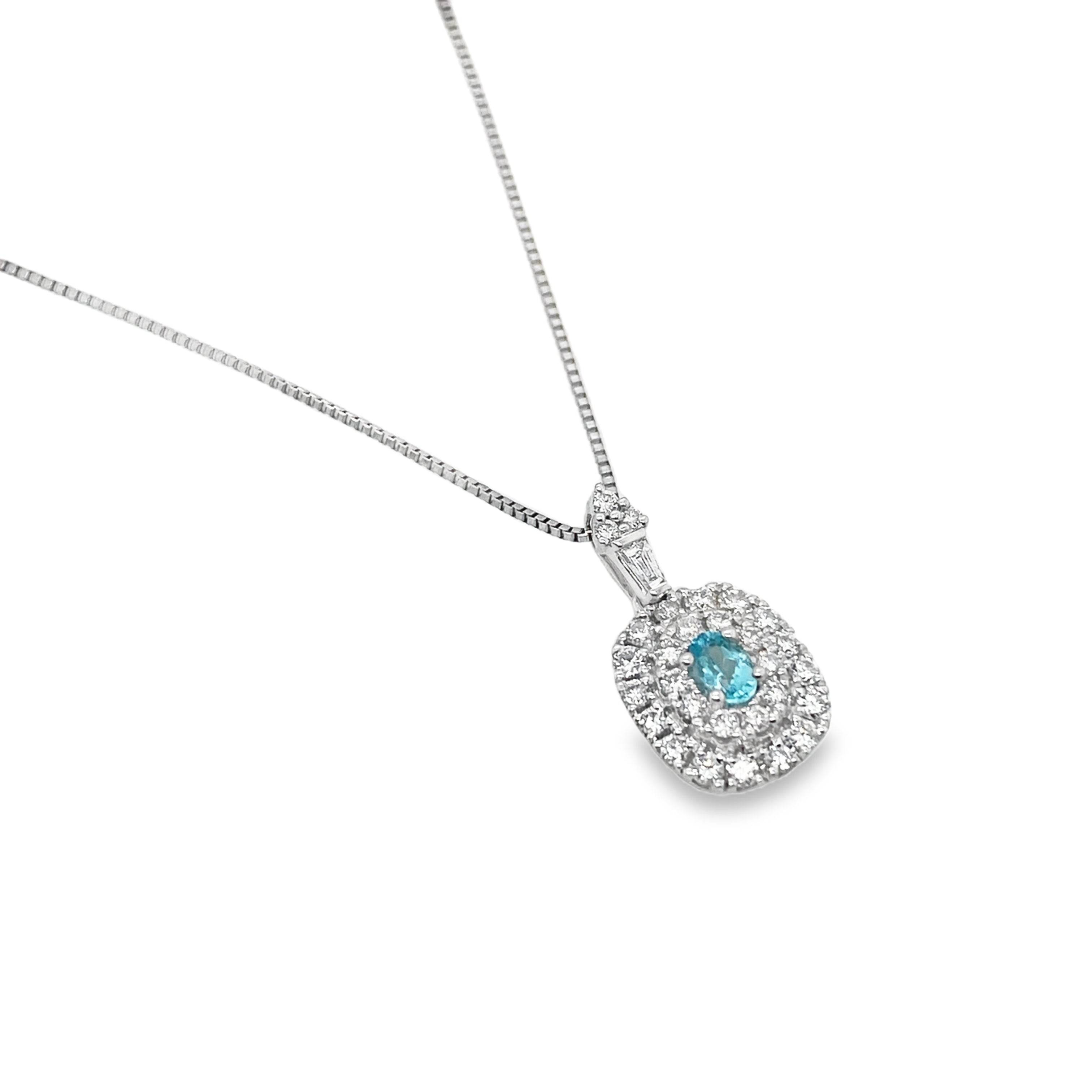0.143ct Oval Paraiba Tourmaline & Diamond Platinum Pendant - Candid Japan