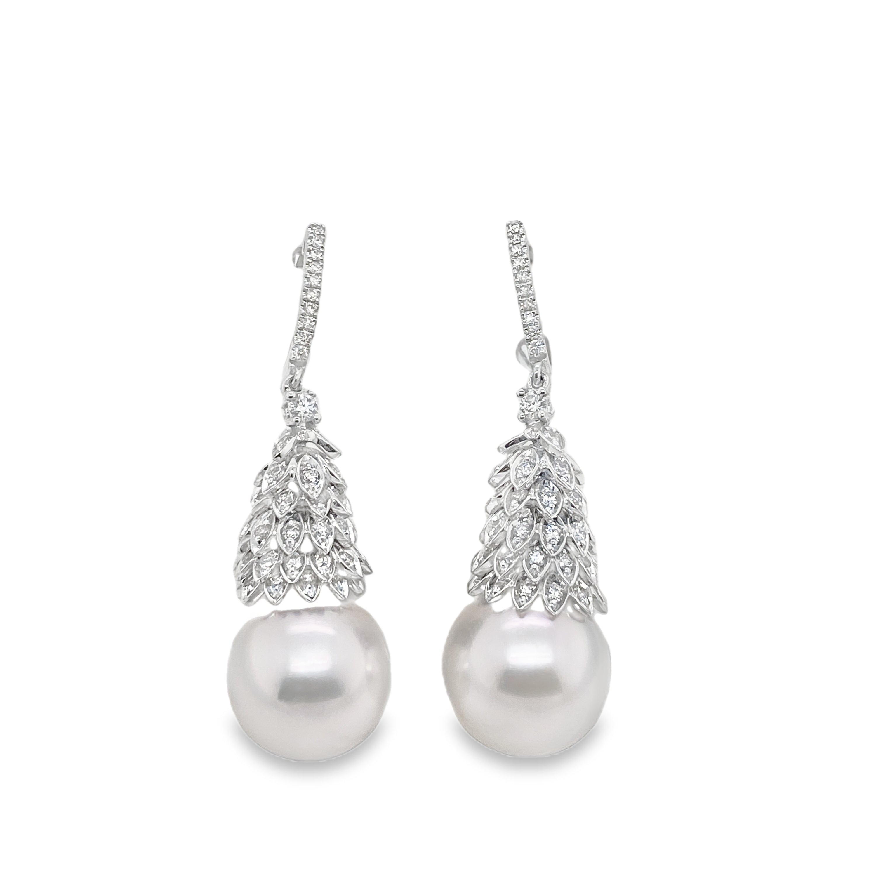 South Sea Pearl & Diamond Dangling Earrings