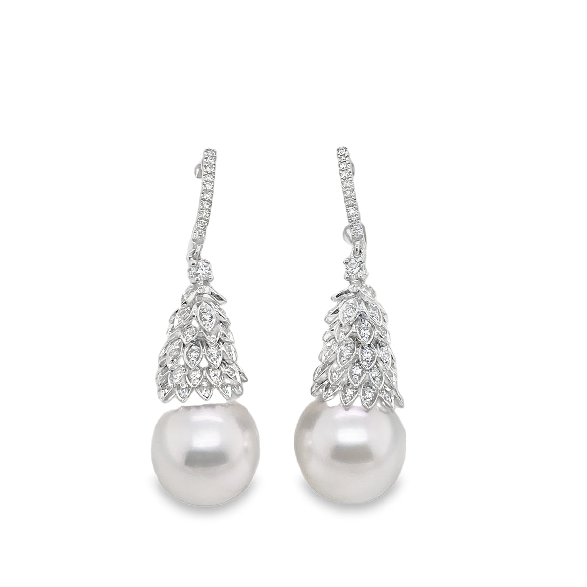 South Sea Pearl & Diamond Dangling Earrings