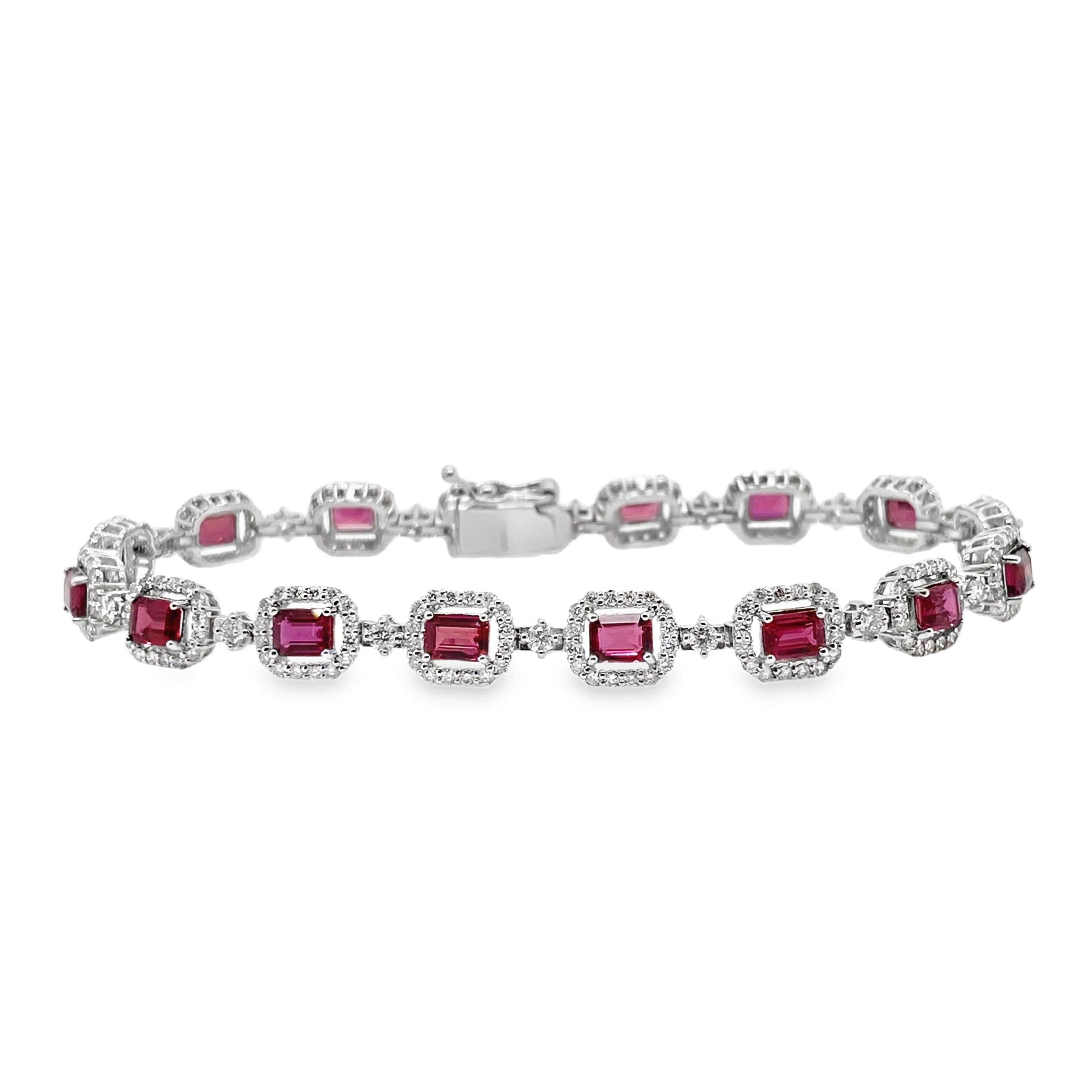Octagonal Ruby & Diamond Bracelet