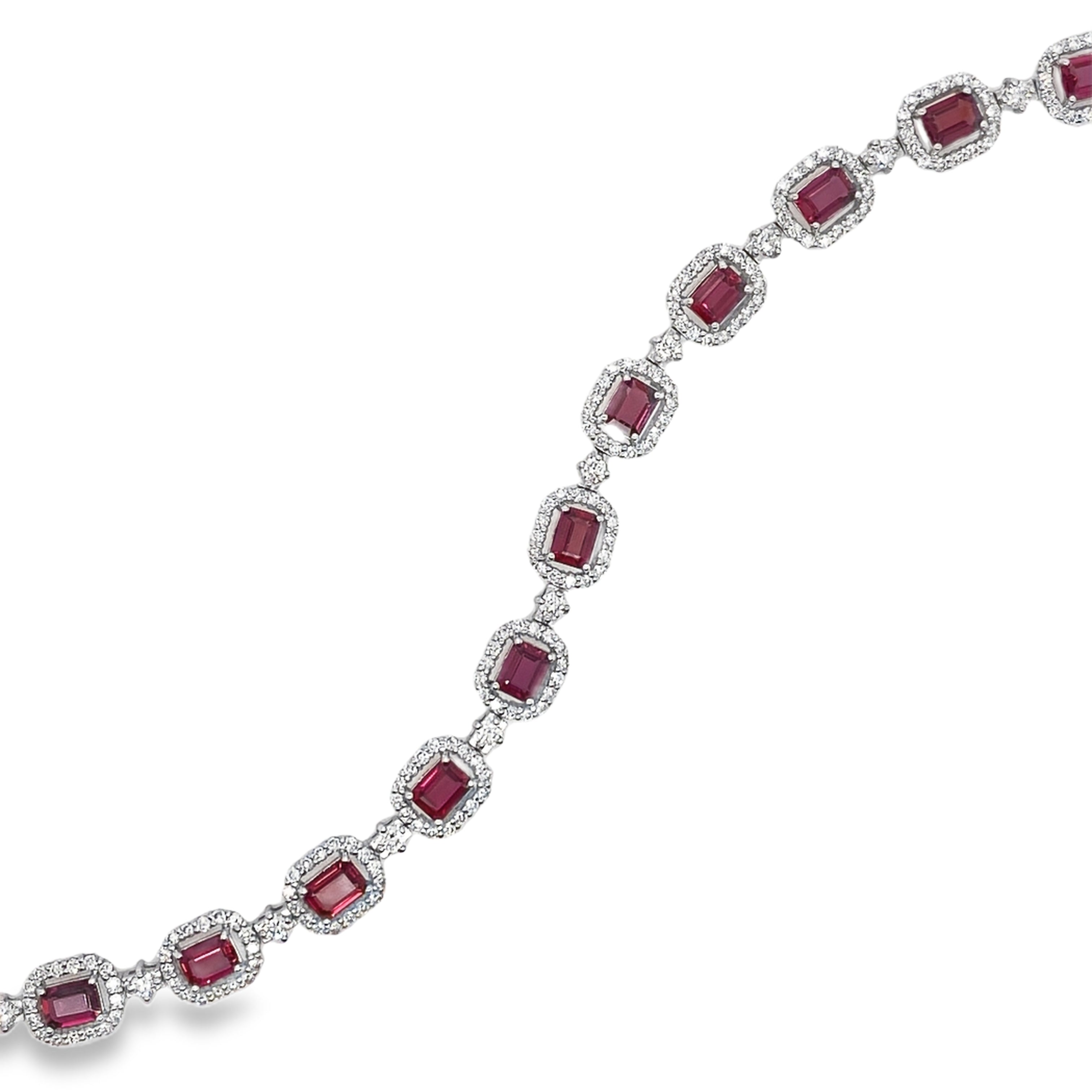 Octagonal Ruby & Diamond Bracelet
