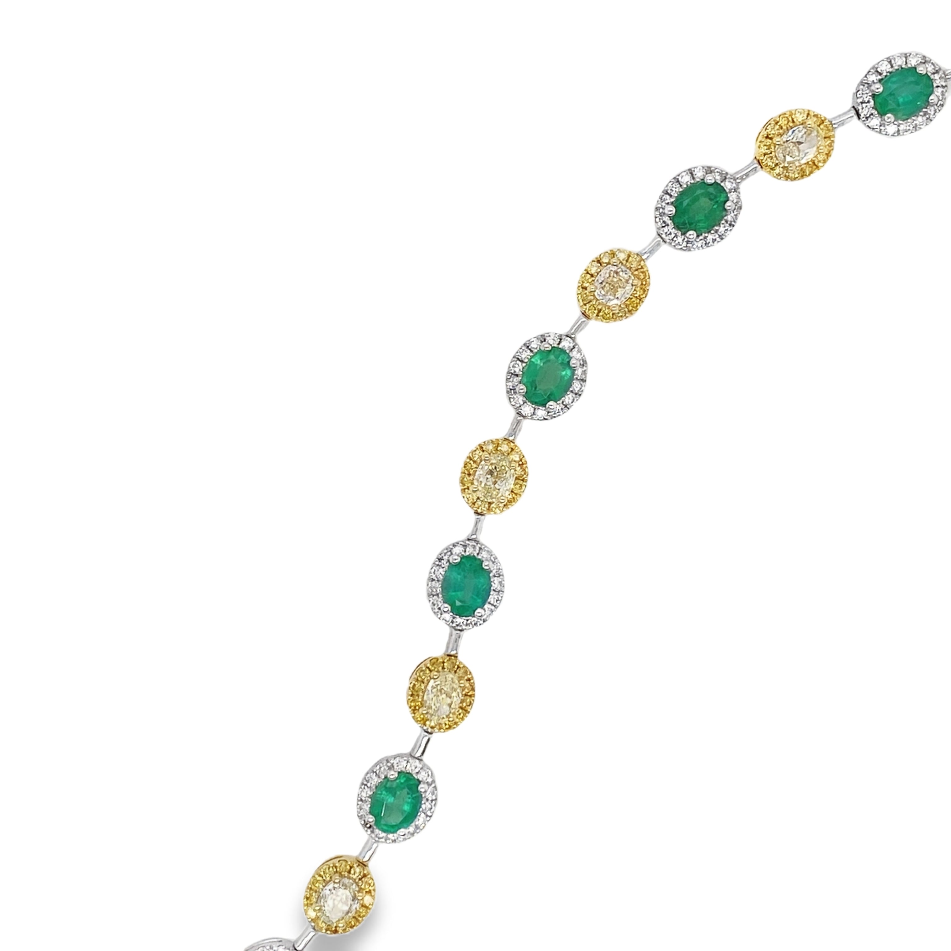 Oval Emerald & Yellow Diamond Bracelet