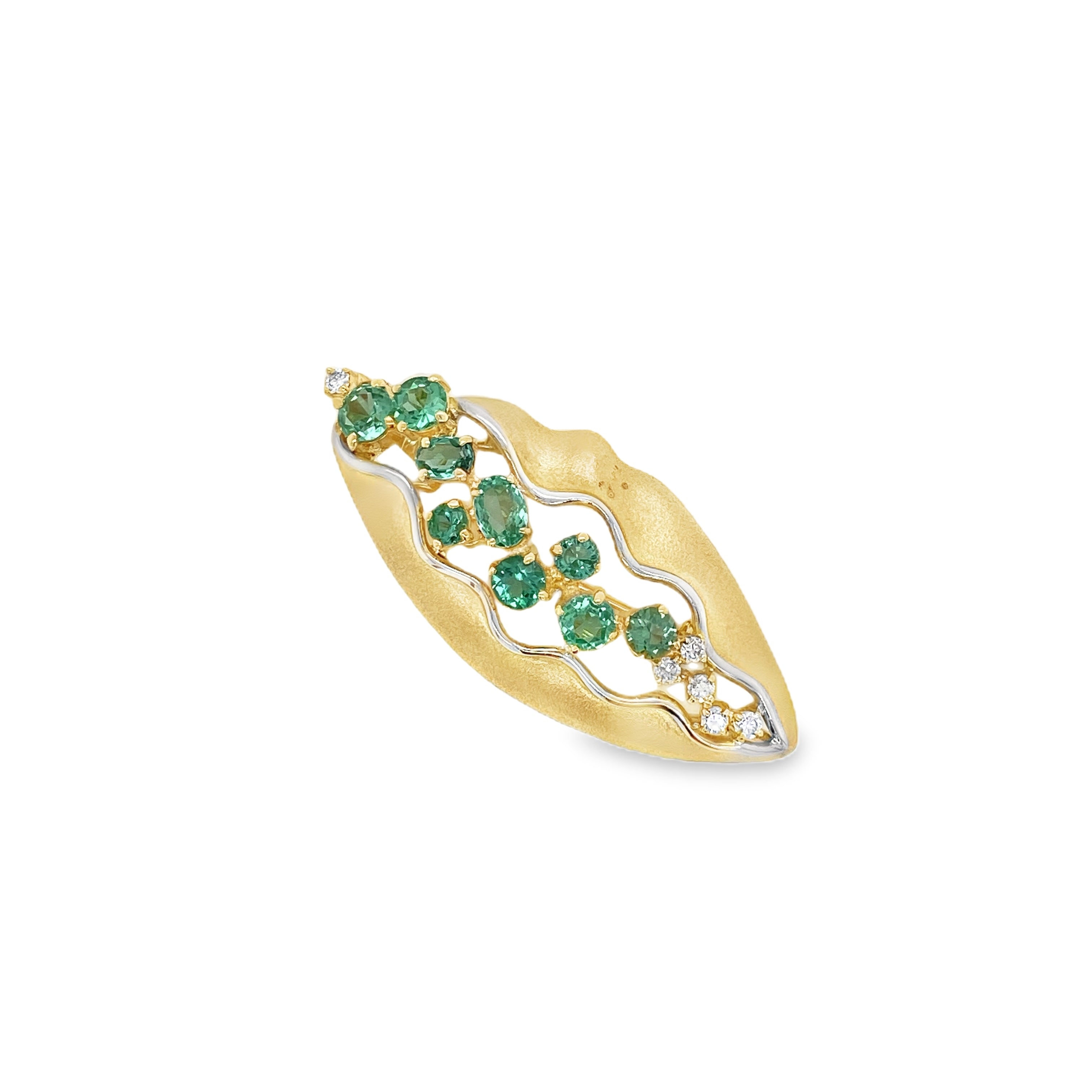 Leaf-Inspired Paraiba & Diamond Brooch/Pendant