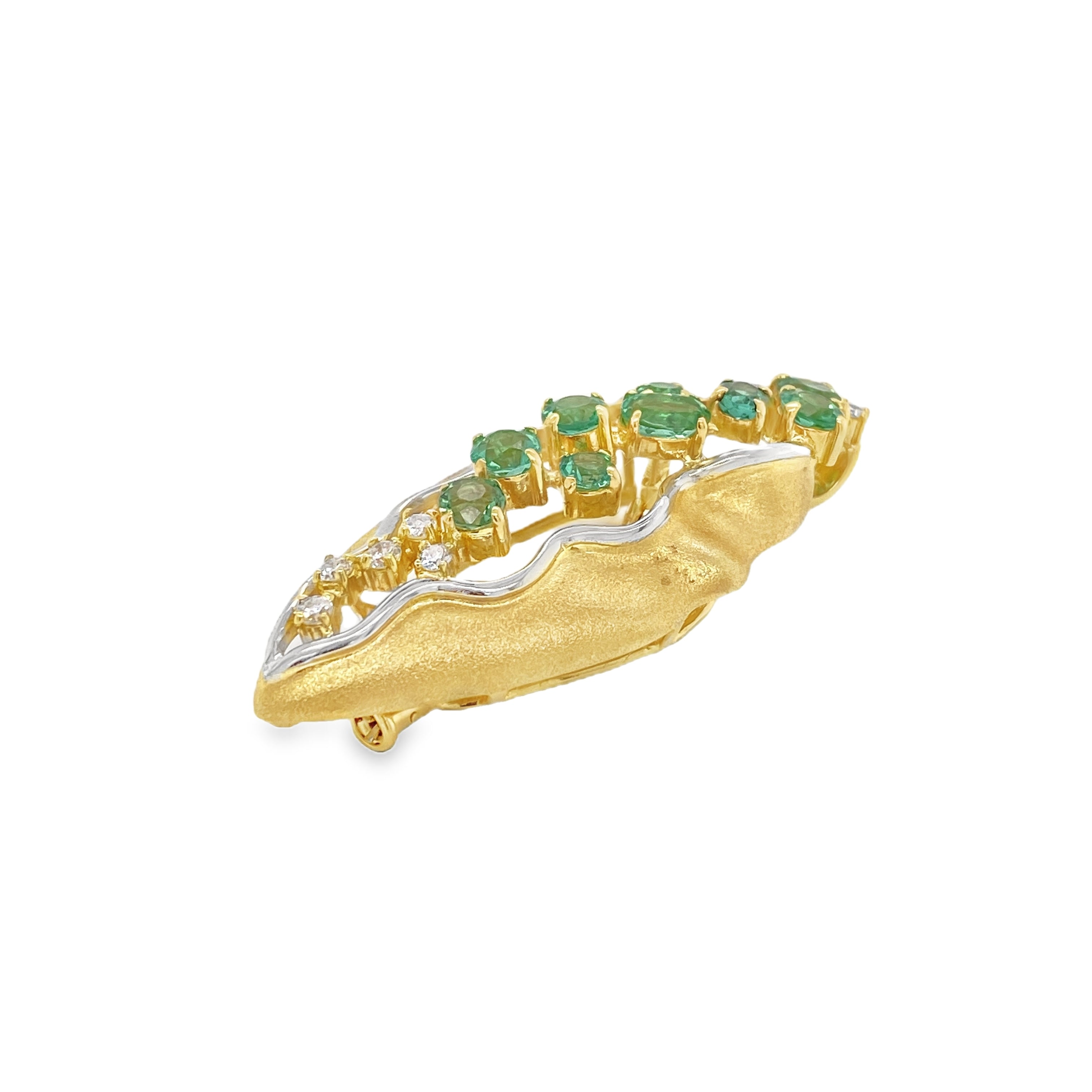 Leaf-Inspired Paraiba & Diamond Brooch/Pendant