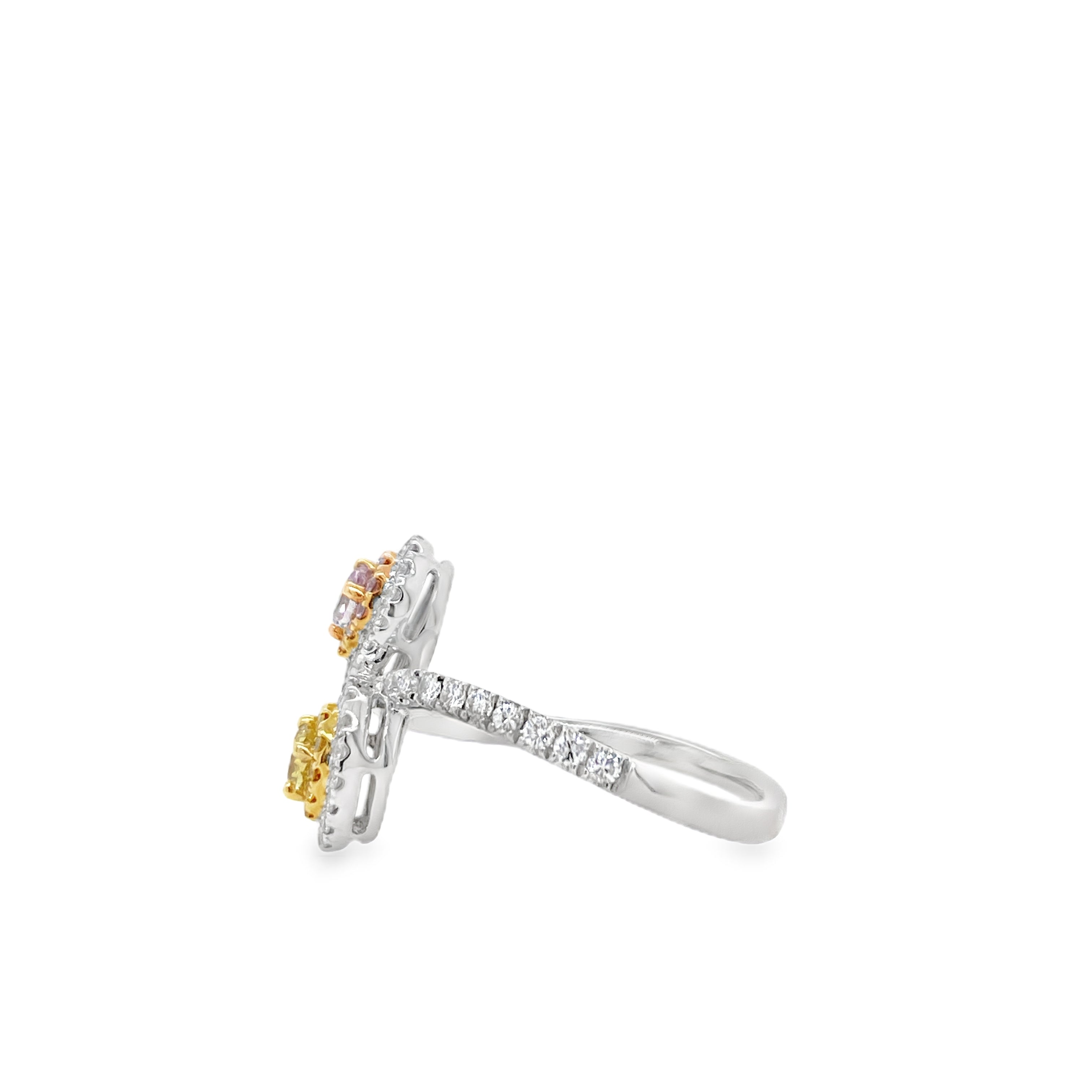 Fancy Pink & Yellow Oval Diamond Ring