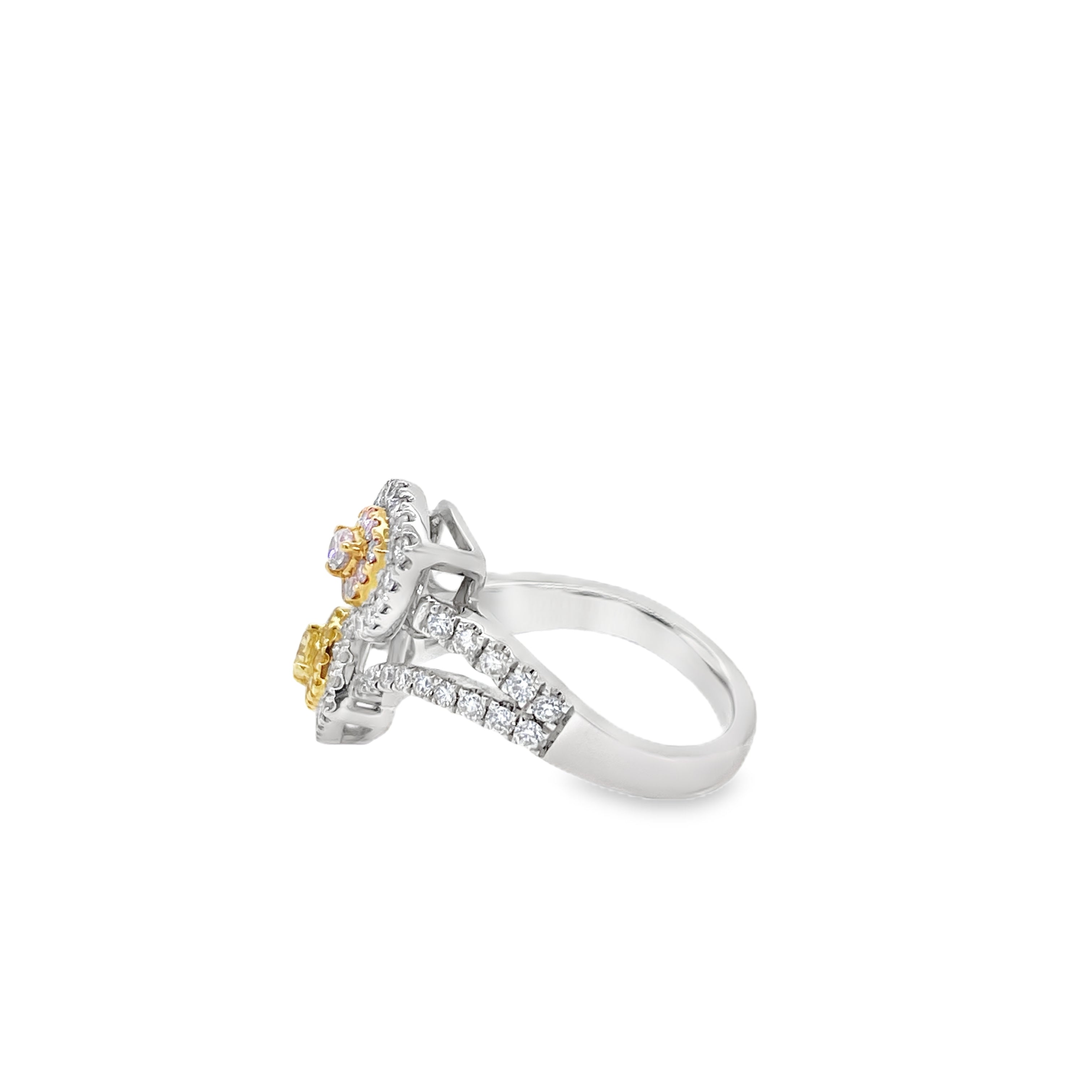 Fancy Pink & Yellow Diamond Double Ring