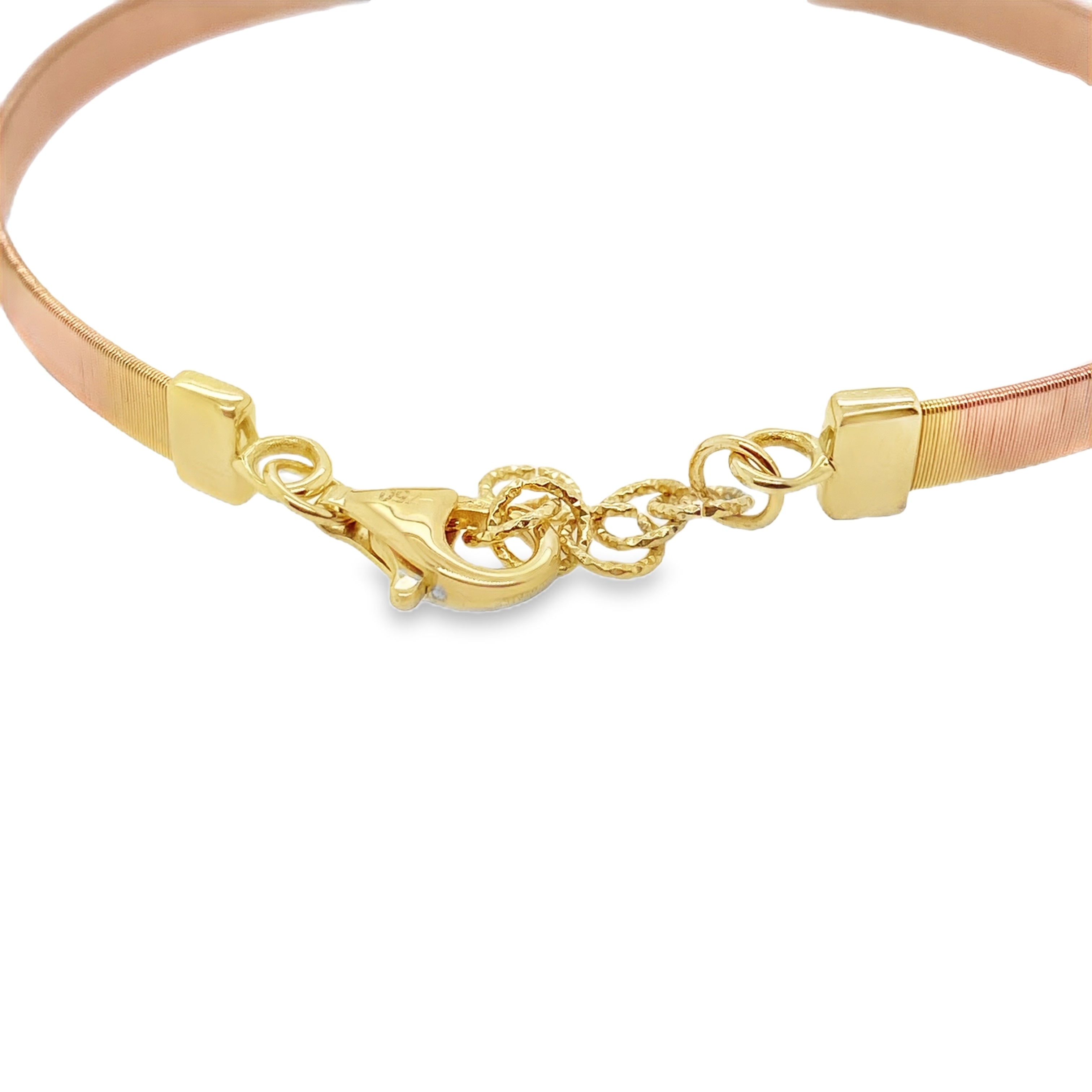 Straight-Line Round Diamond Flexible Brushed Metal Bangle