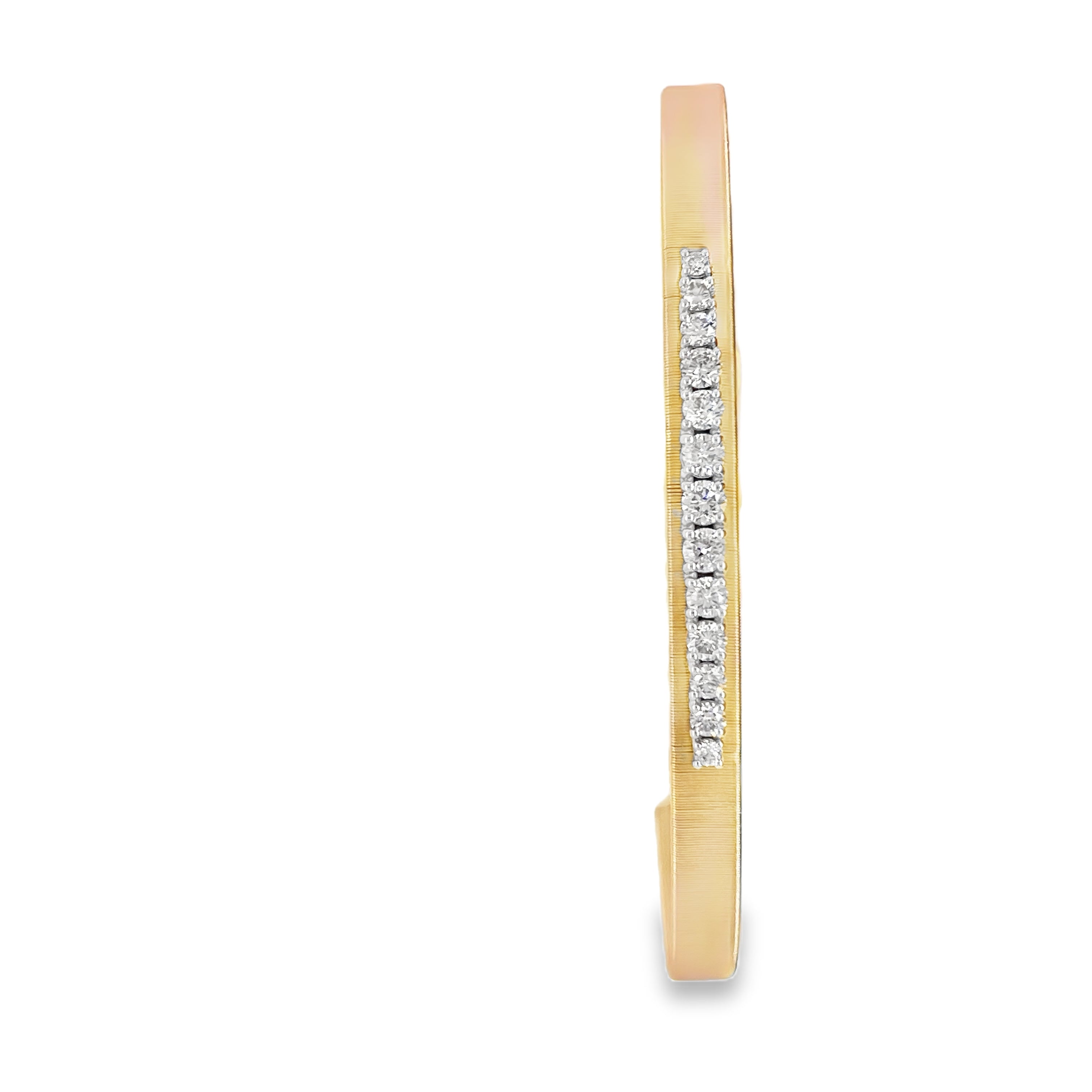 Straight-Line Round Diamond Flexible Brushed Metal Bangle