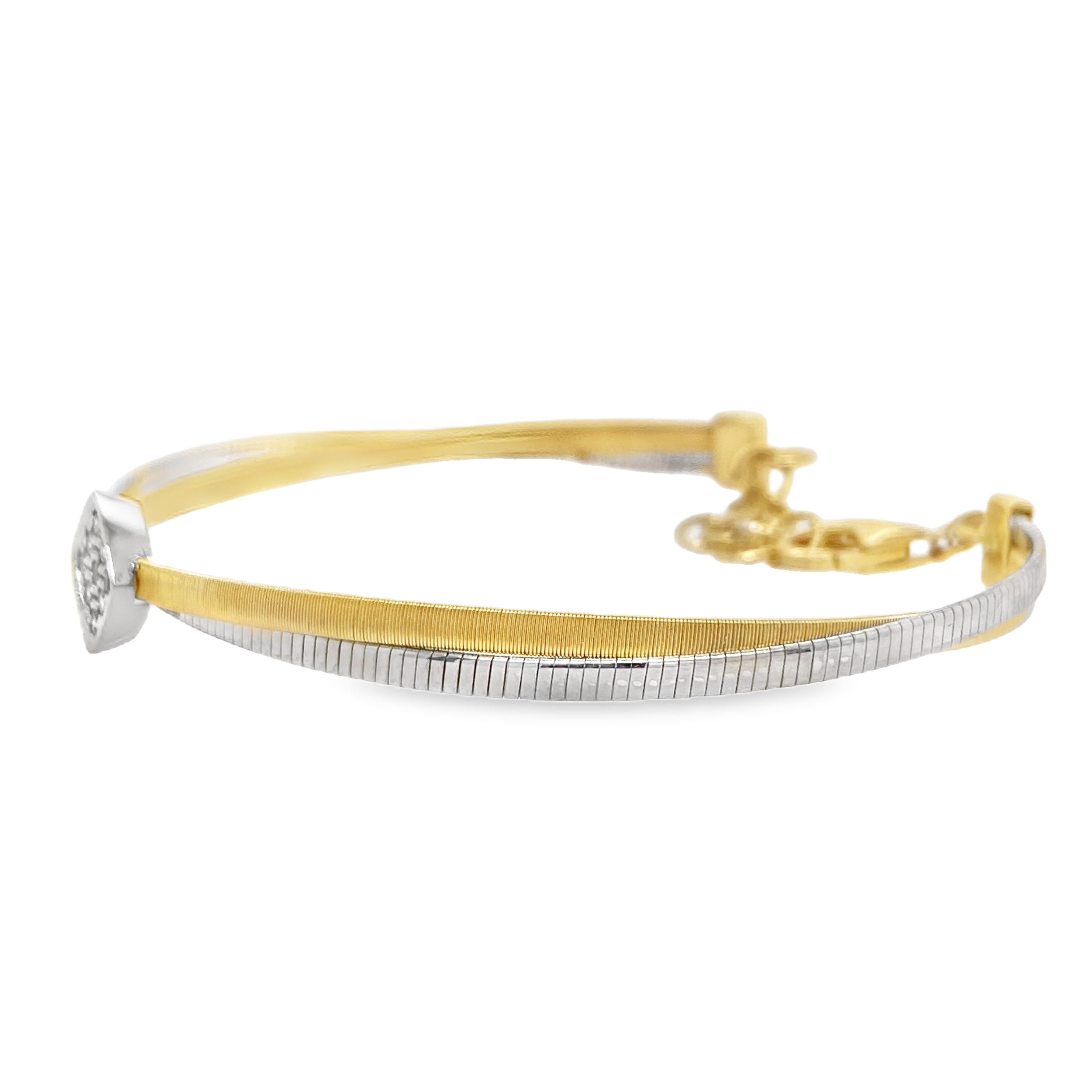 Brushed Metal Cushion-Shaped Diamond Bangle