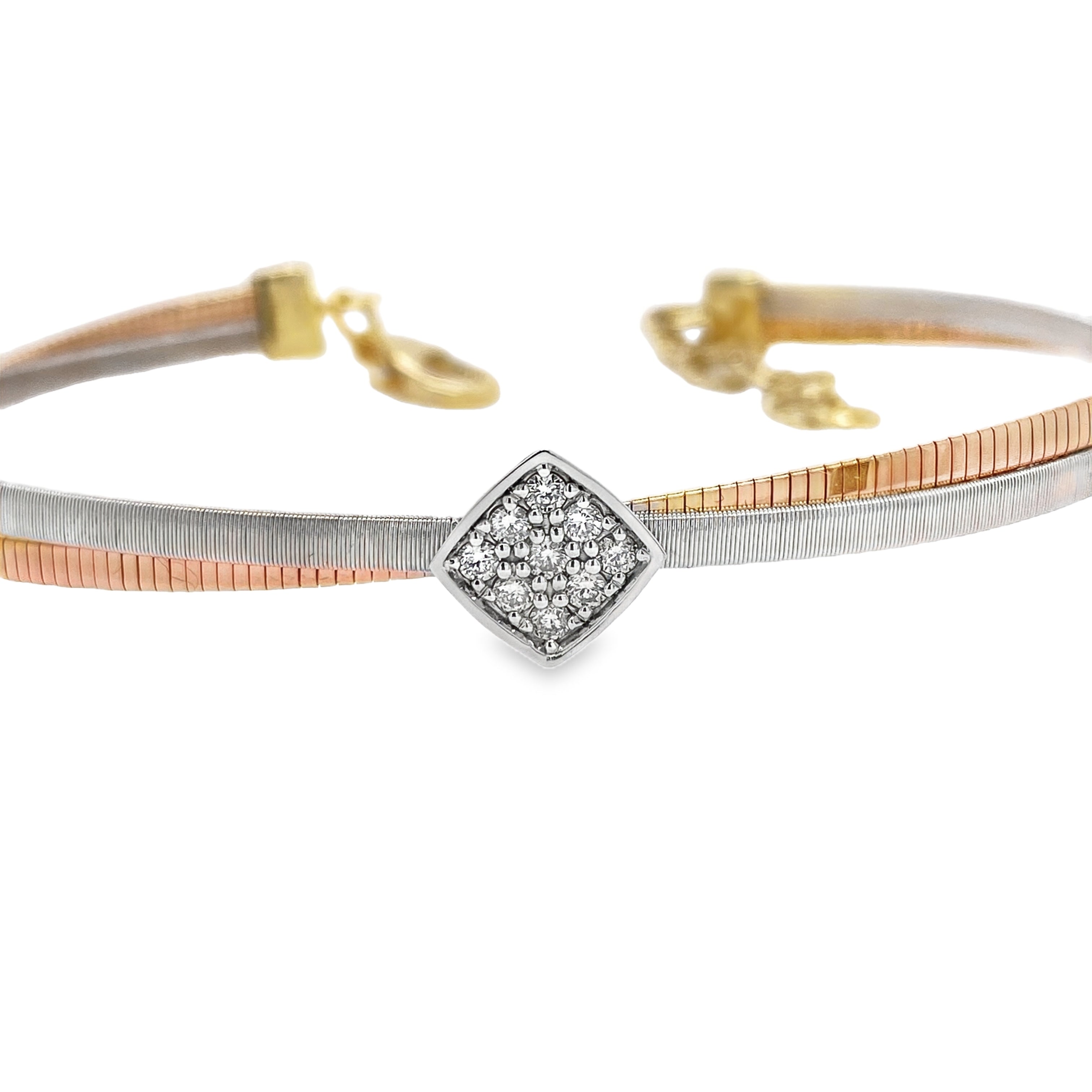 Brushed Metal Cushion-Shaped Diamond Bangle